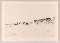 "La Plage de la Panne, " Seascape Etching signed by James Ensor