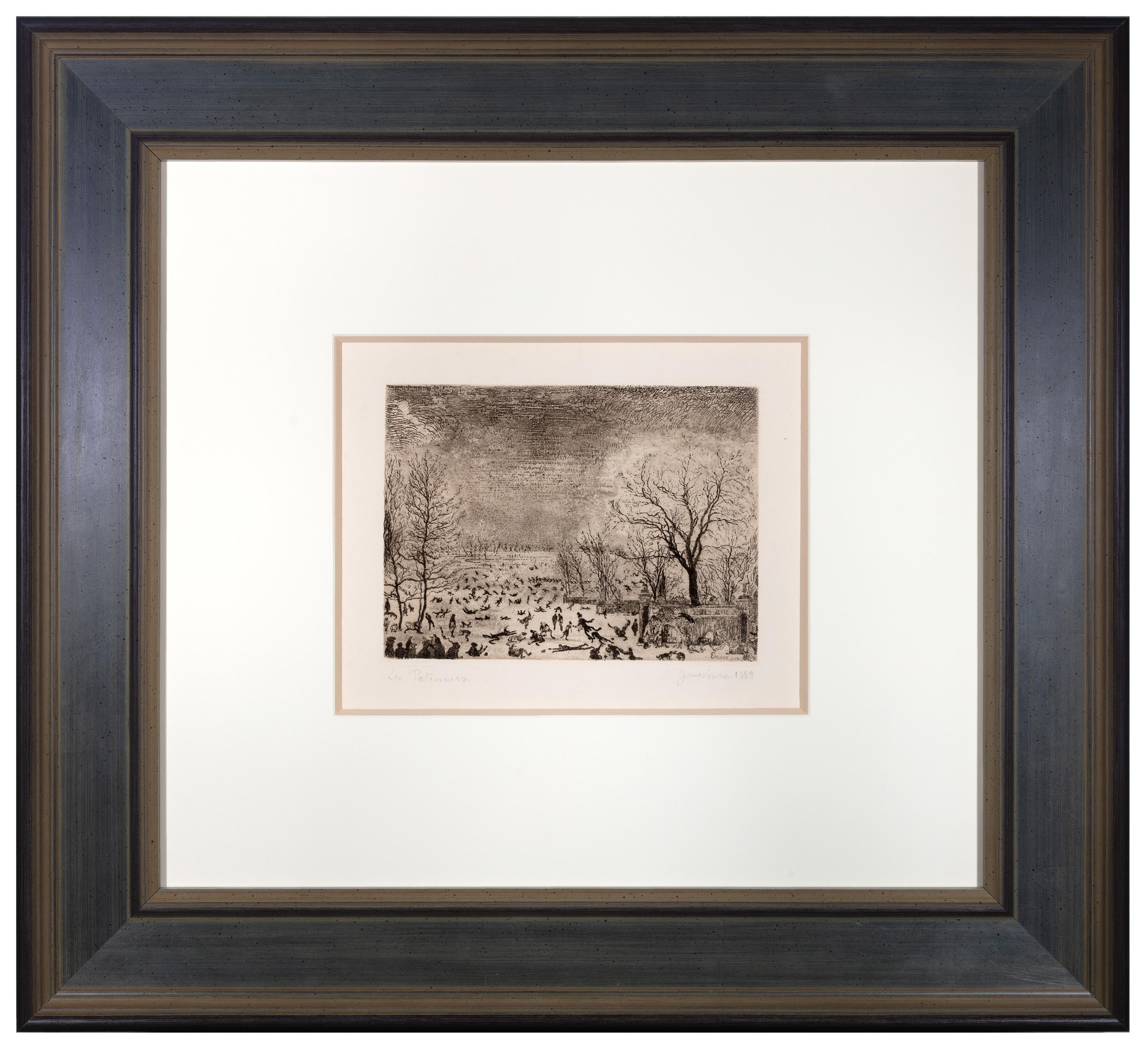« Les Patineurs », eau-forte d'un paysage d'hiver signée par James Ensor en vente 1