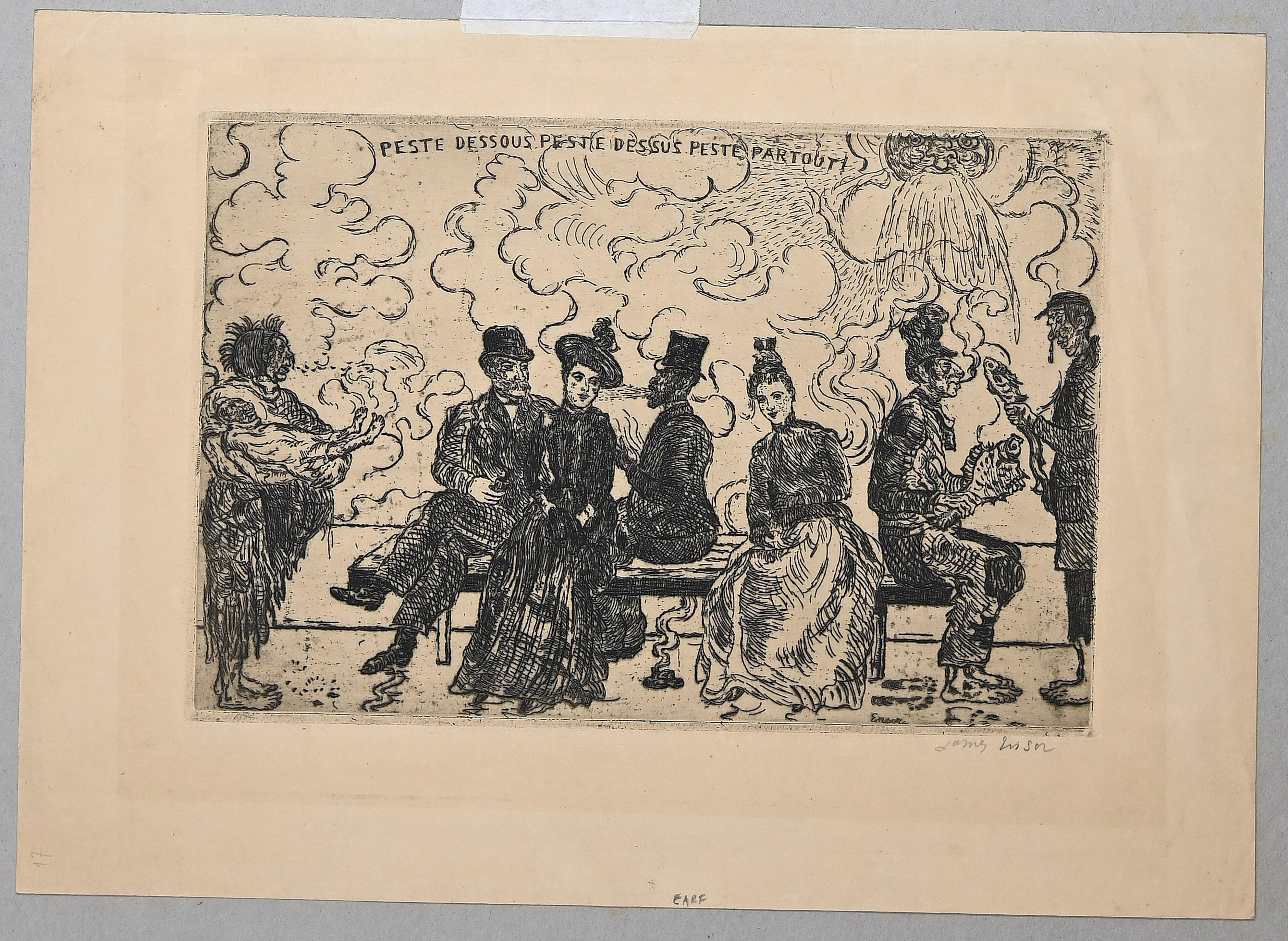Peste Dessous Peste Dessus Peste Partout!-Original Etching by James Ensor-1900s For Sale 1