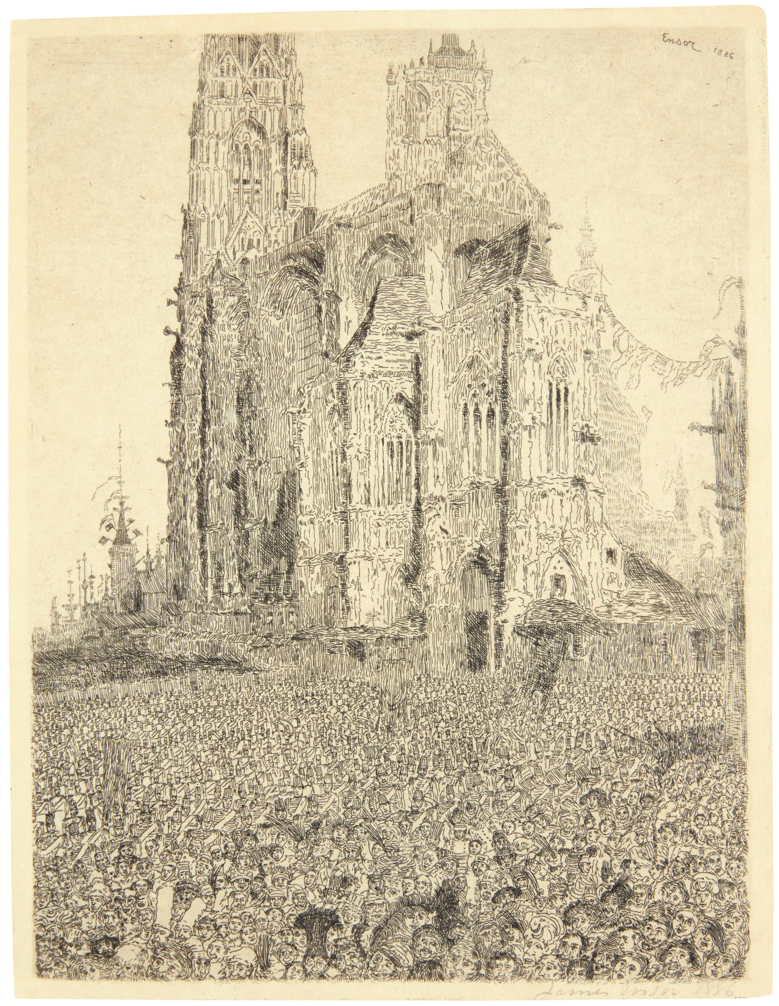 James Ensor Figurative Print - The Cathedral: Second Plate