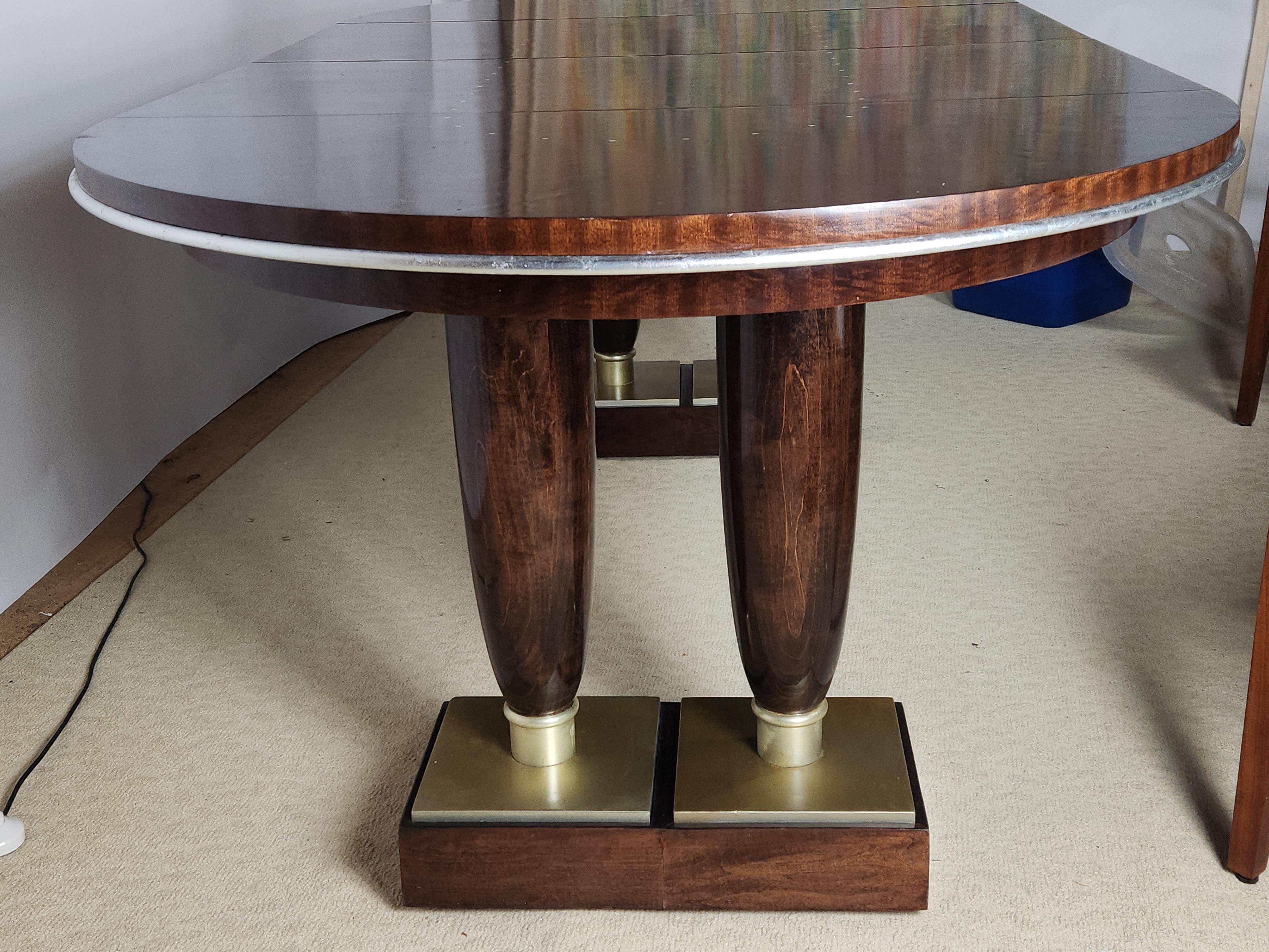 Table de salle à manger en acajou avec incrustations d'os A James Studio 1987 en vente 7