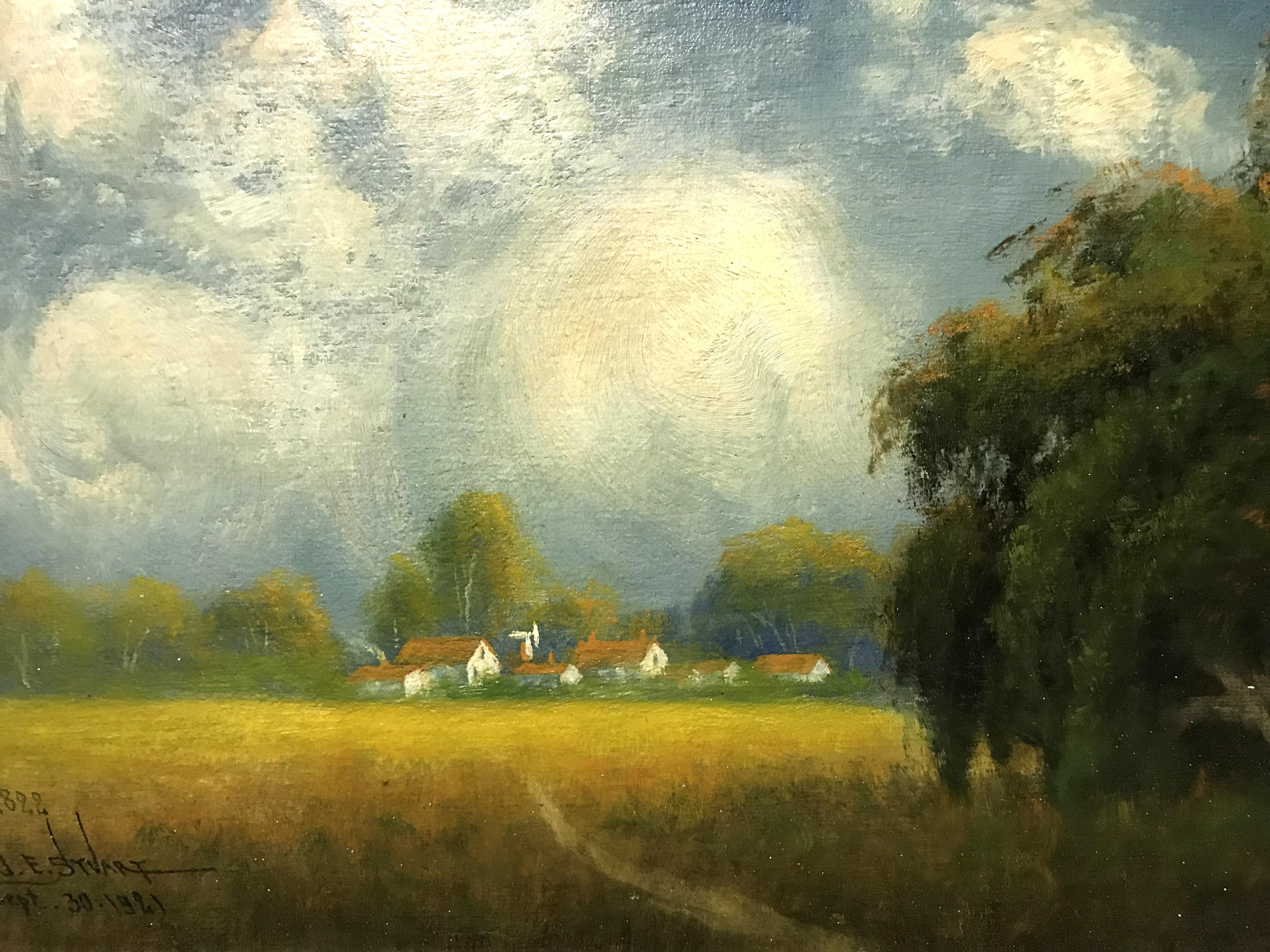 Other James Everett Stuart Bucolic Oil Landscape Painting of Sacramento Valley, 1921 For Sale