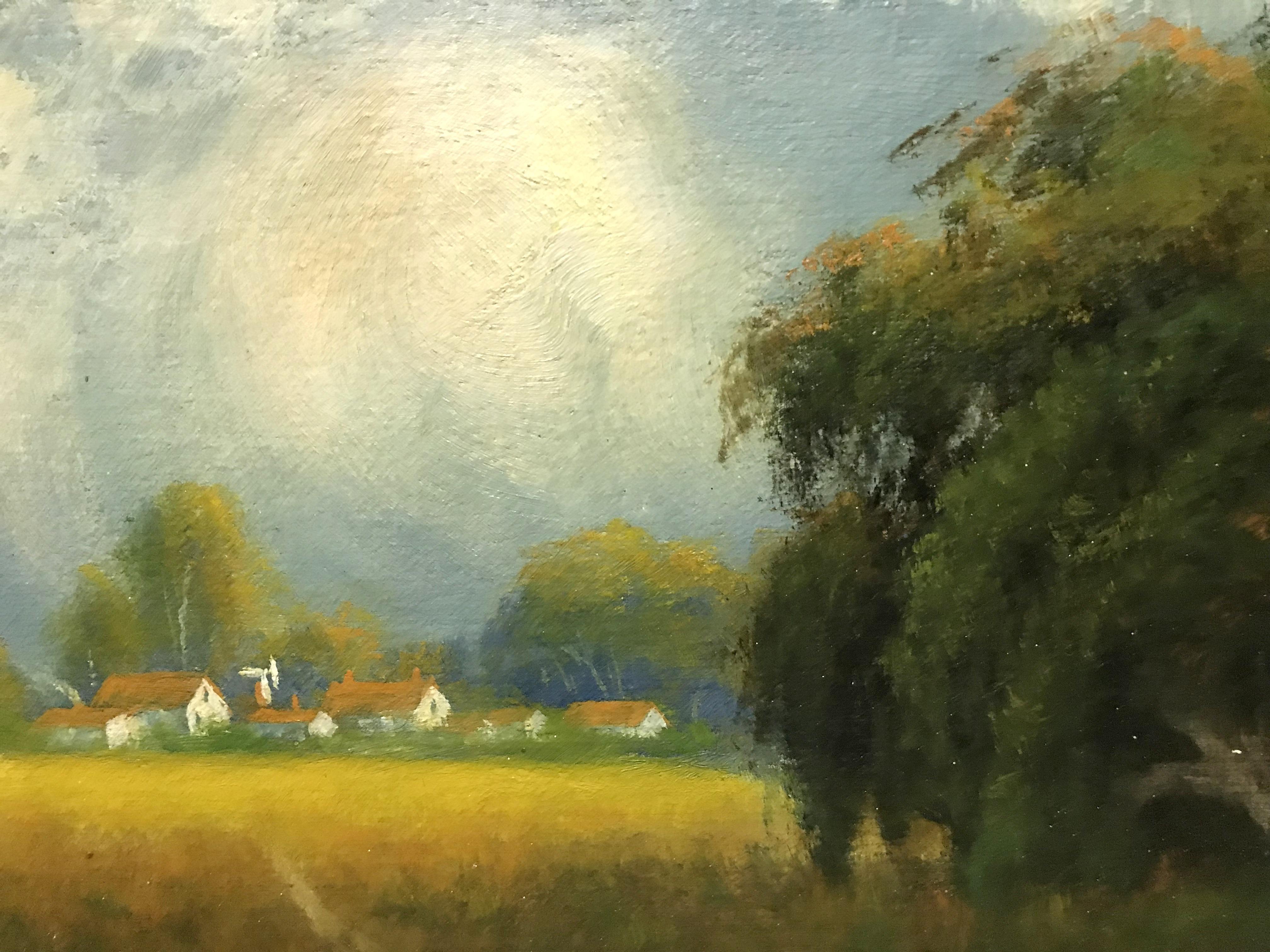 American James Everett Stuart Bucolic Oil Landscape Painting of Sacramento Valley, 1921 For Sale
