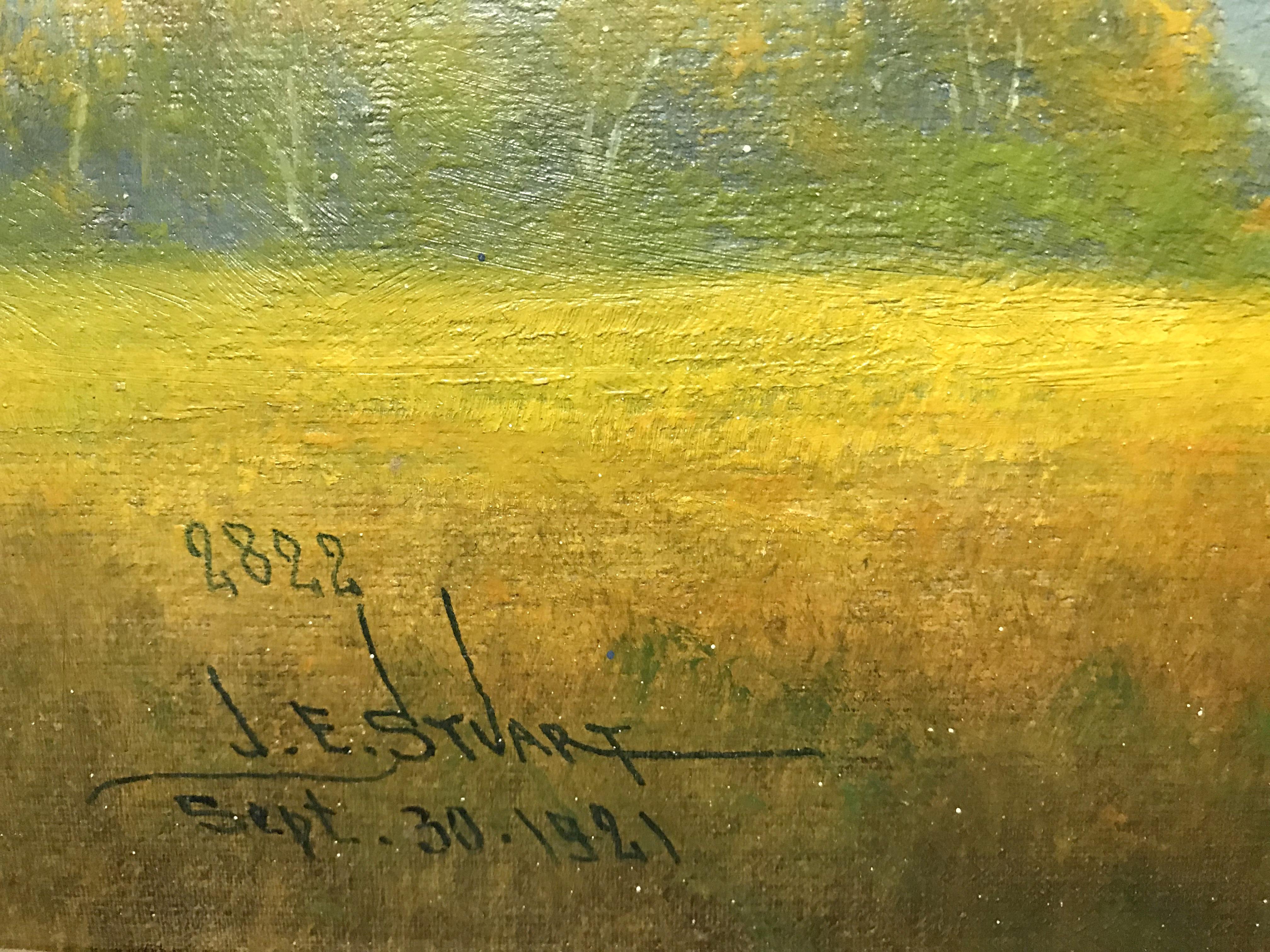 Oiled James Everett Stuart Bucolic Oil Landscape Painting of Sacramento Valley, 1921 For Sale
