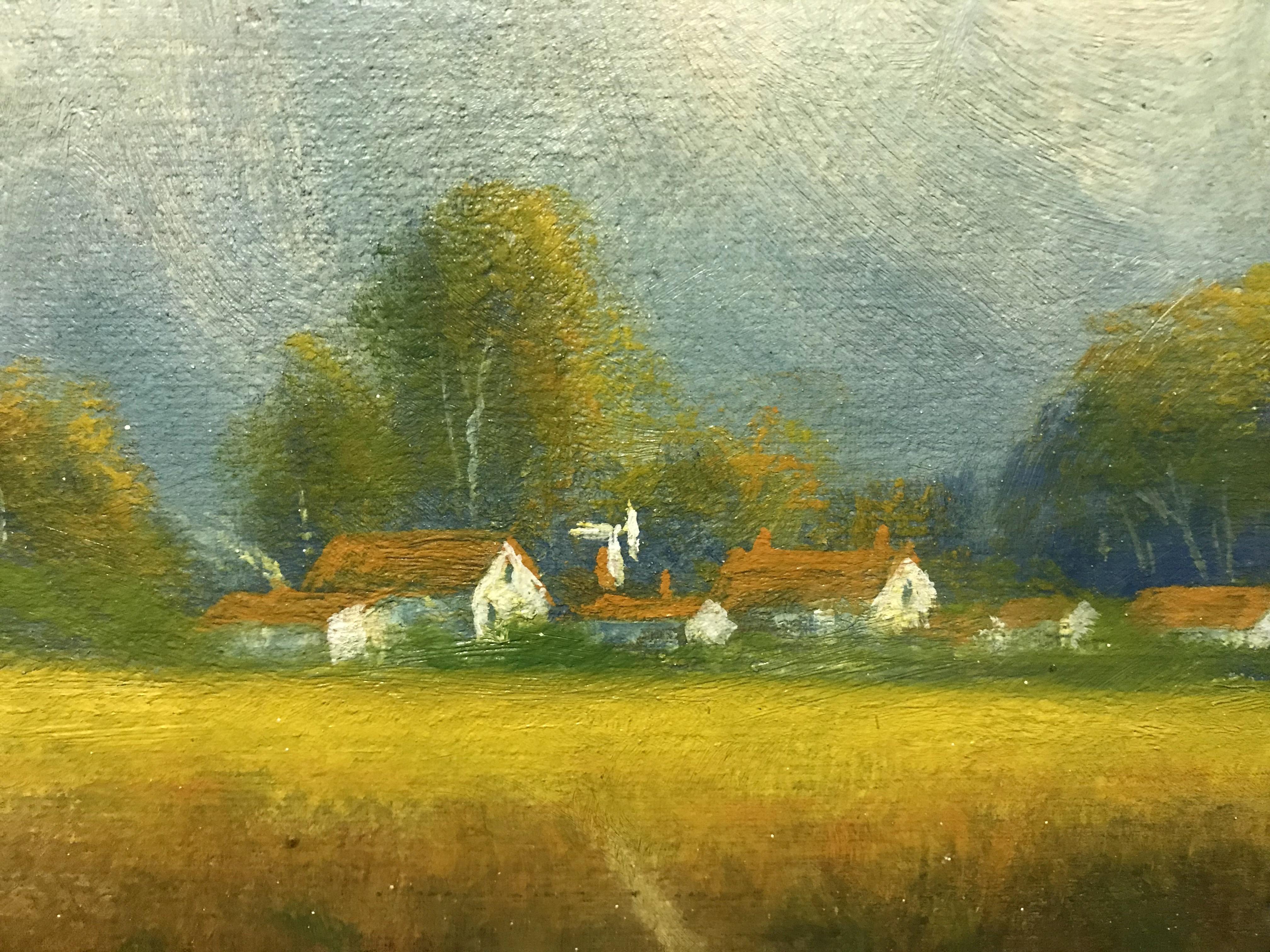 James Everett Stuart Bucolic Oil Landscape Painting of Sacramento Valley, 1921 In Excellent Condition For Sale In Portland, OR