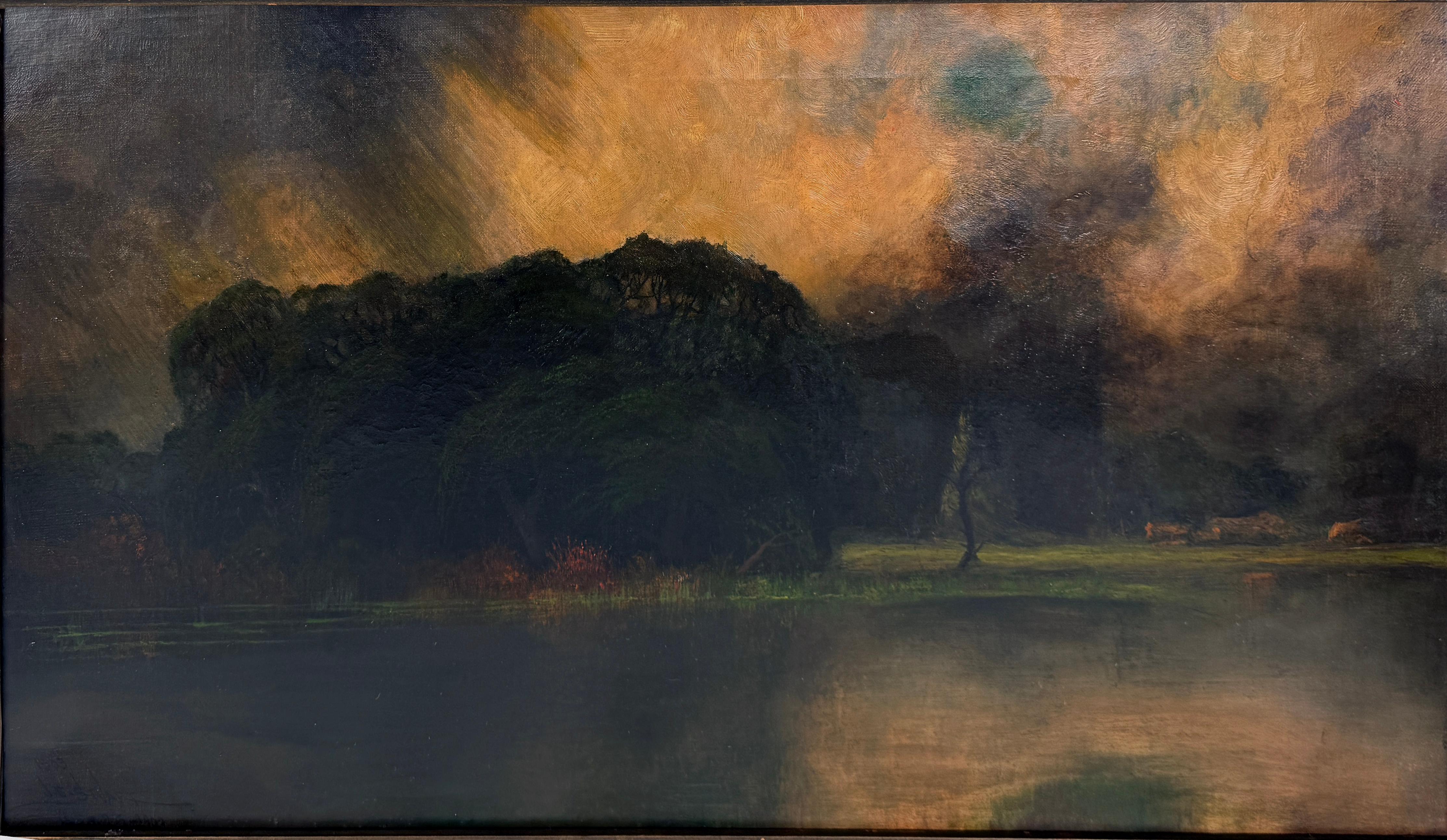 1909 Tonalistische Öl-Landschaft 