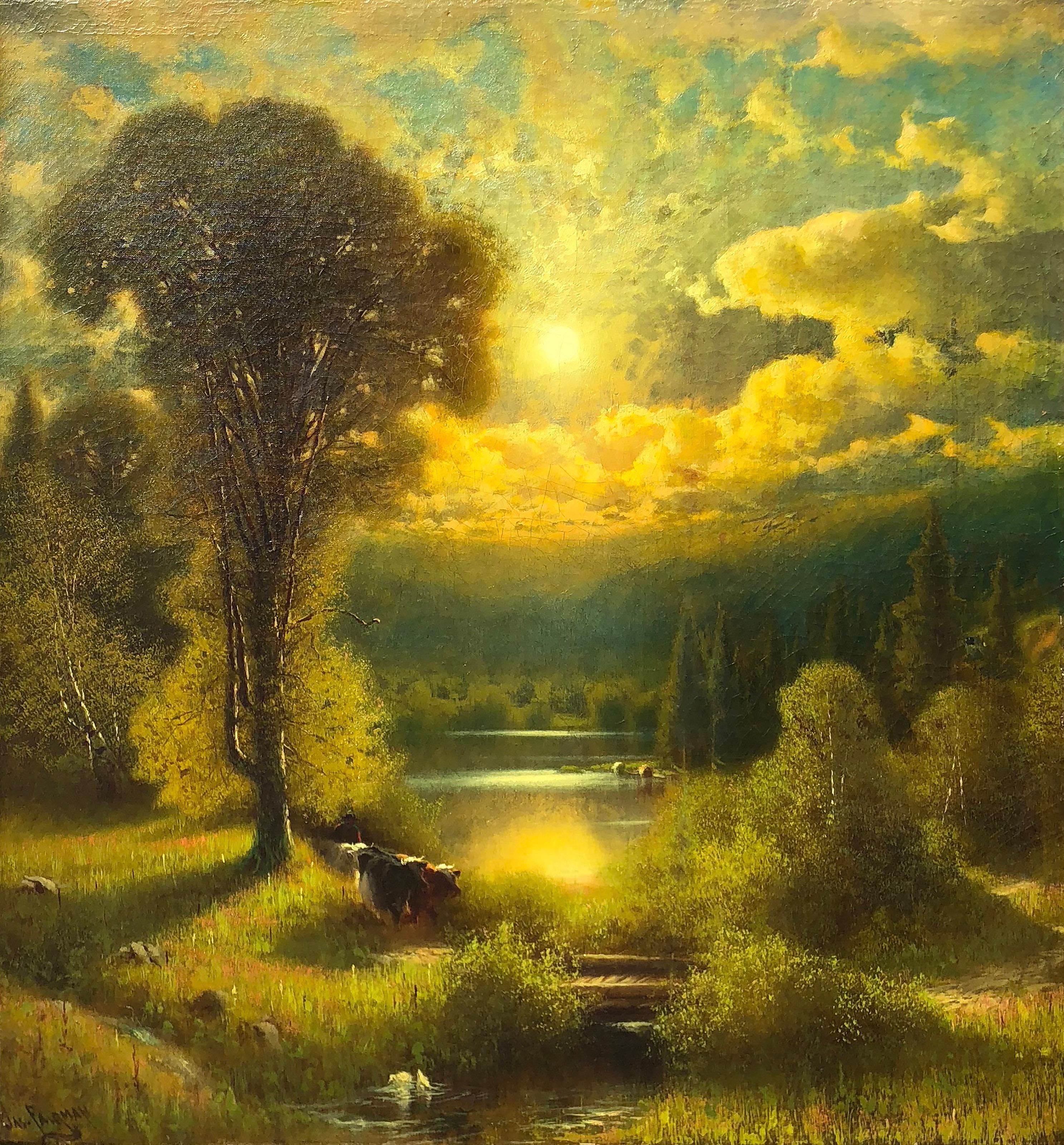 Coucher du soleil - Painting de James Fairman