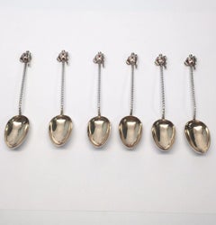 James Fenton Birmingham Sterling Silver Coffee Spoons and Sugar Tongs Set