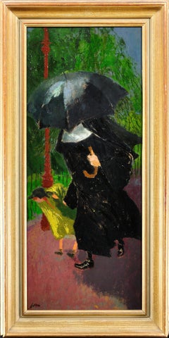Nun and Schoolgirl in the Rain.James Fitton.Original Oil Painting.Modern British