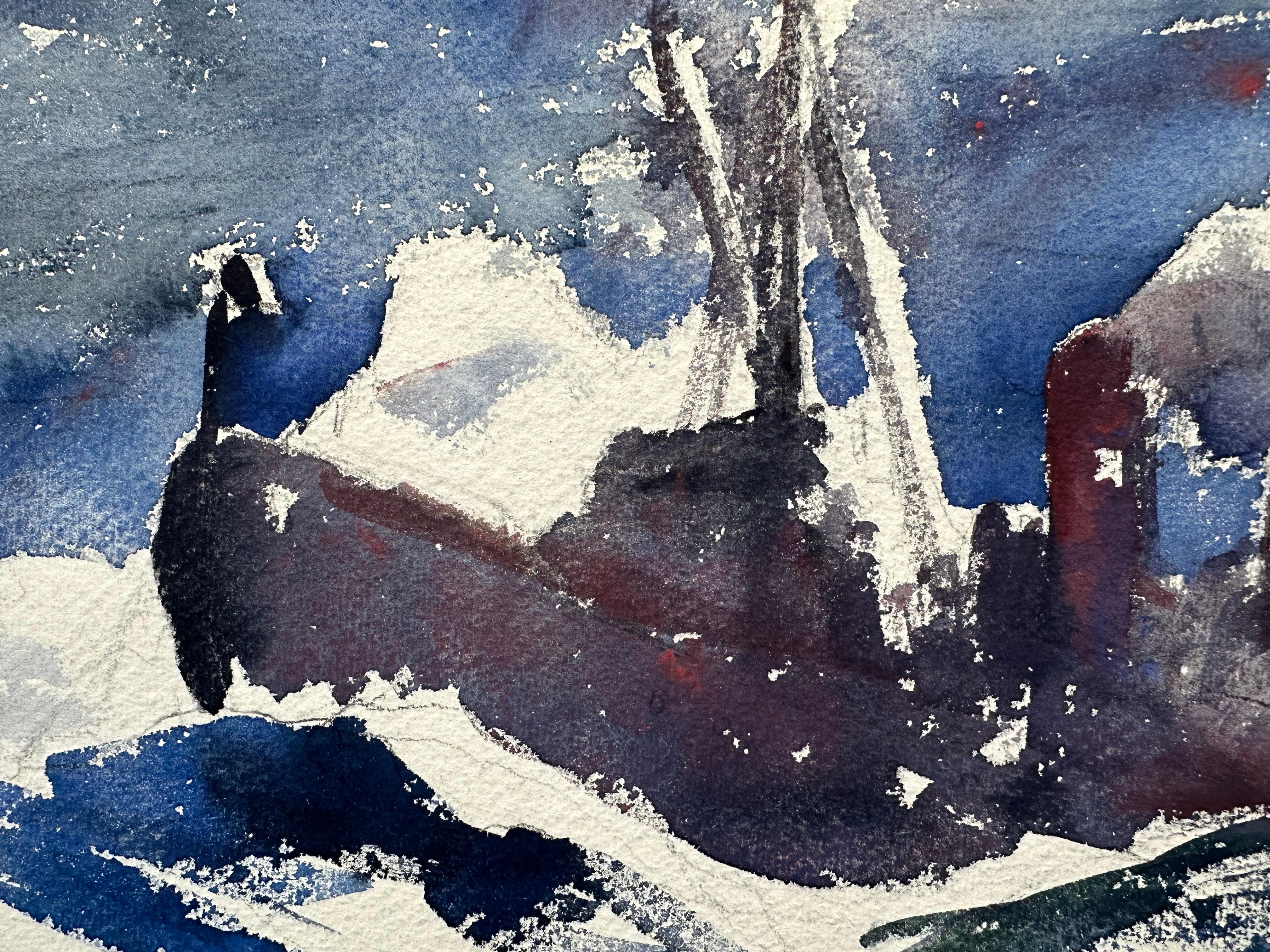 Fishing Boat in Storm - Painting by James Floyd Clymer