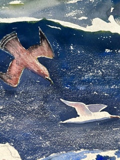 Flying Gulls on the Surf