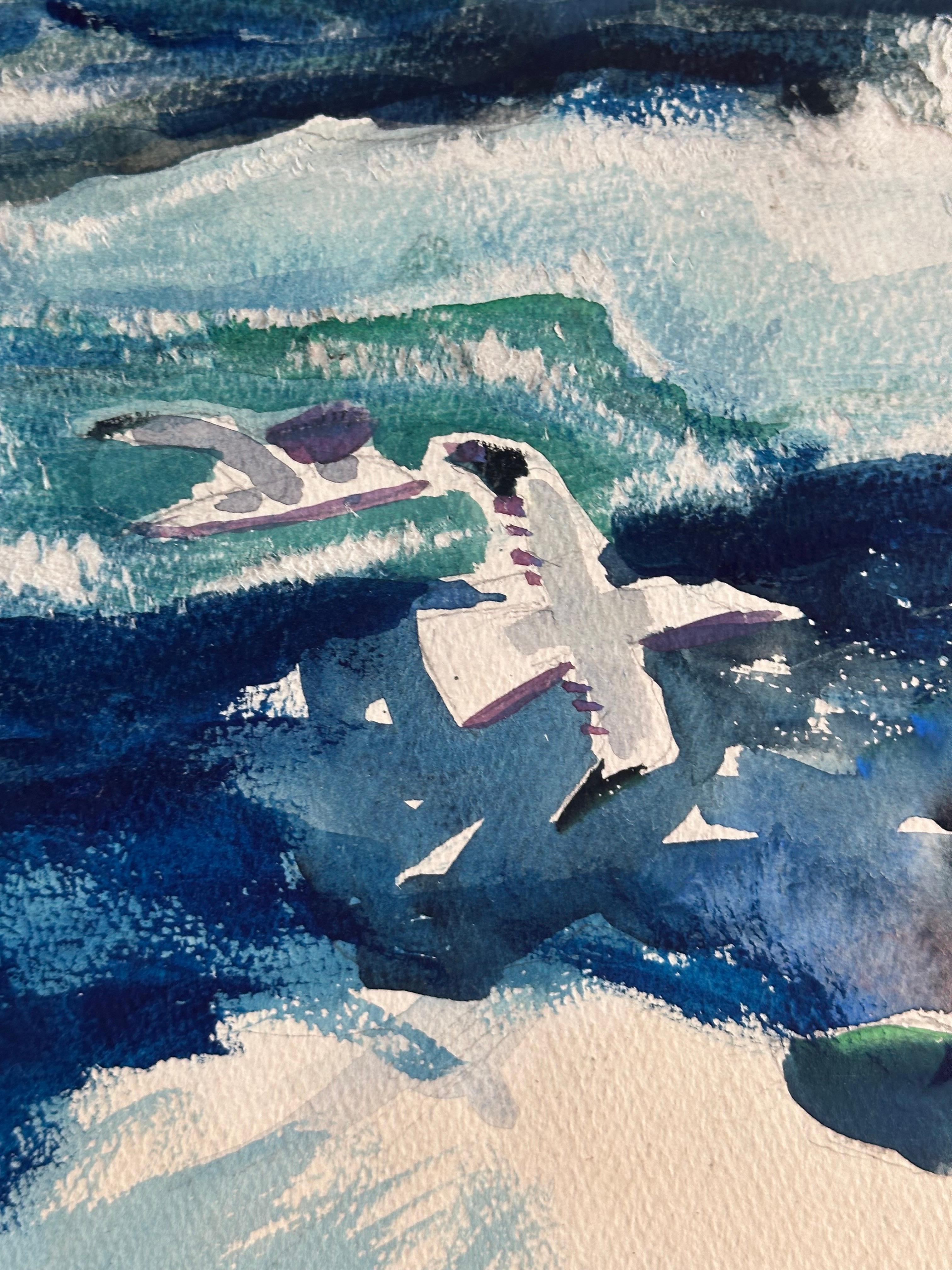 Gabbiani volanti sul mare - Painting Astratto di James Floyd Clymer