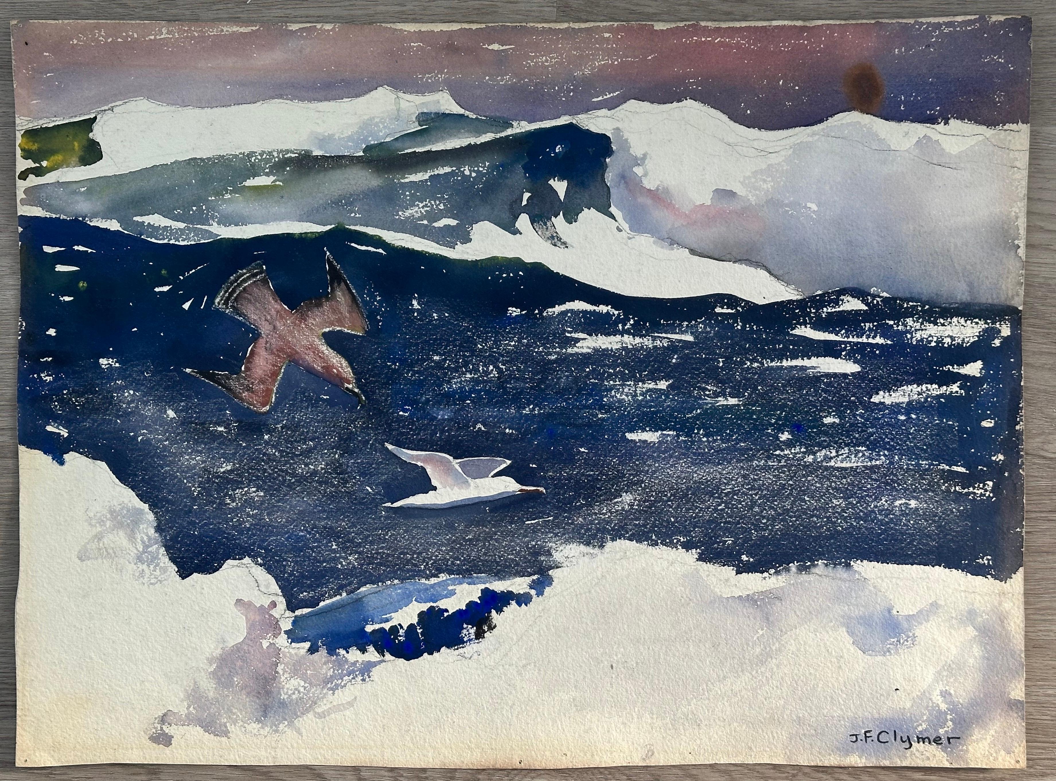 Flying Gulls on the Surf