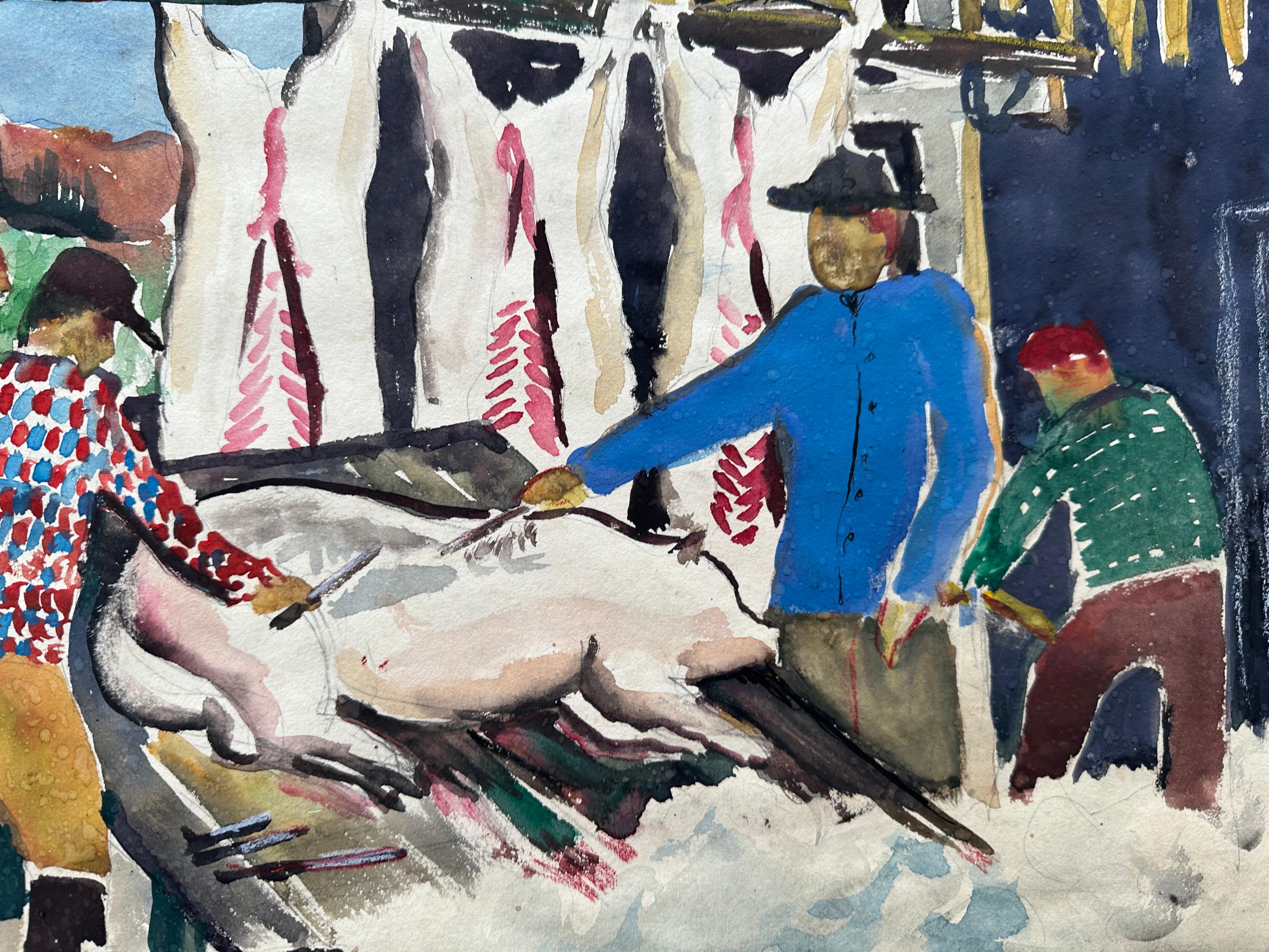 Scuoiatura del maiale, Canada - Painting Astratto di James Floyd Clymer