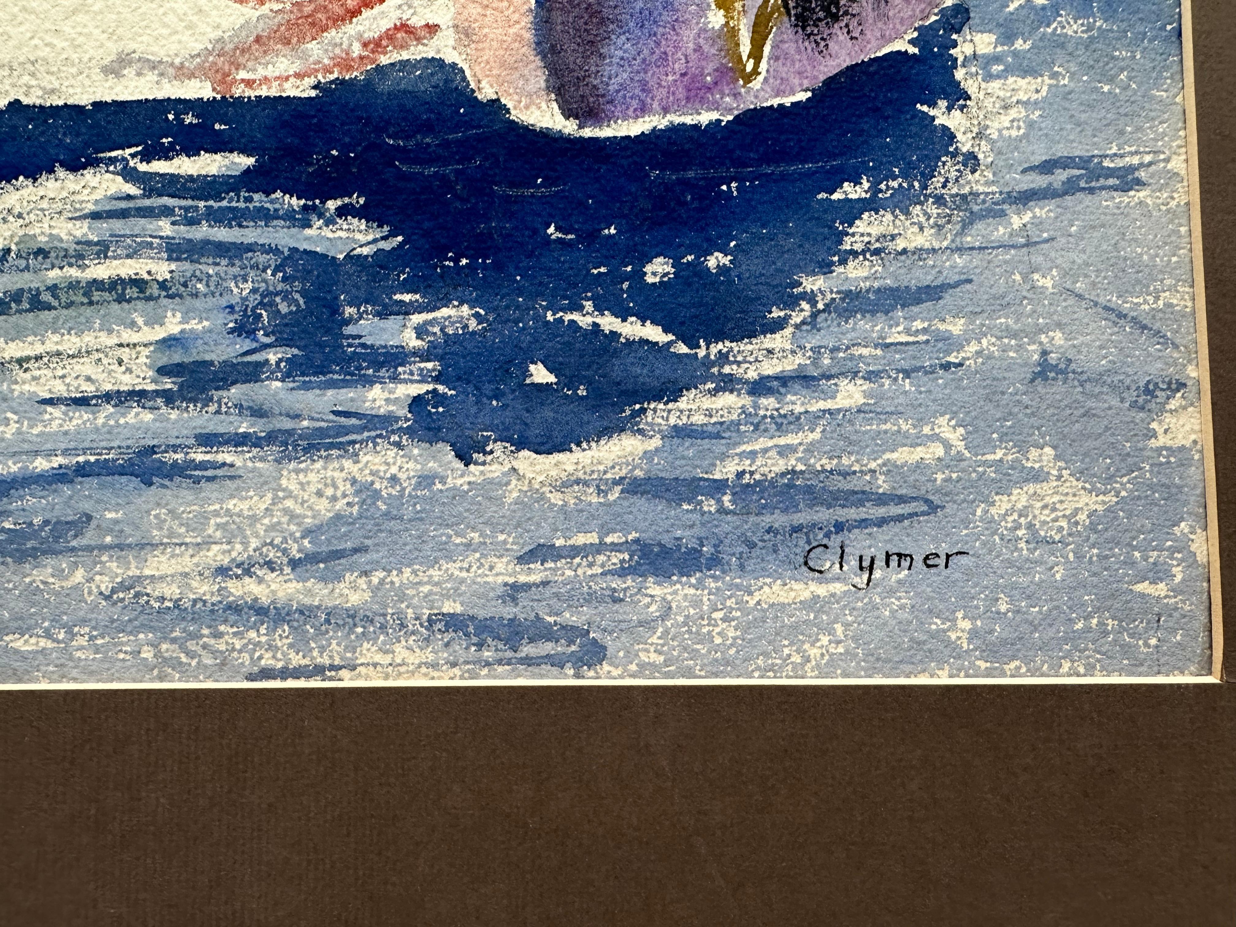 Impressions du Maine ( pêcheurs) - Abstrait Painting par James Floyd Clymer