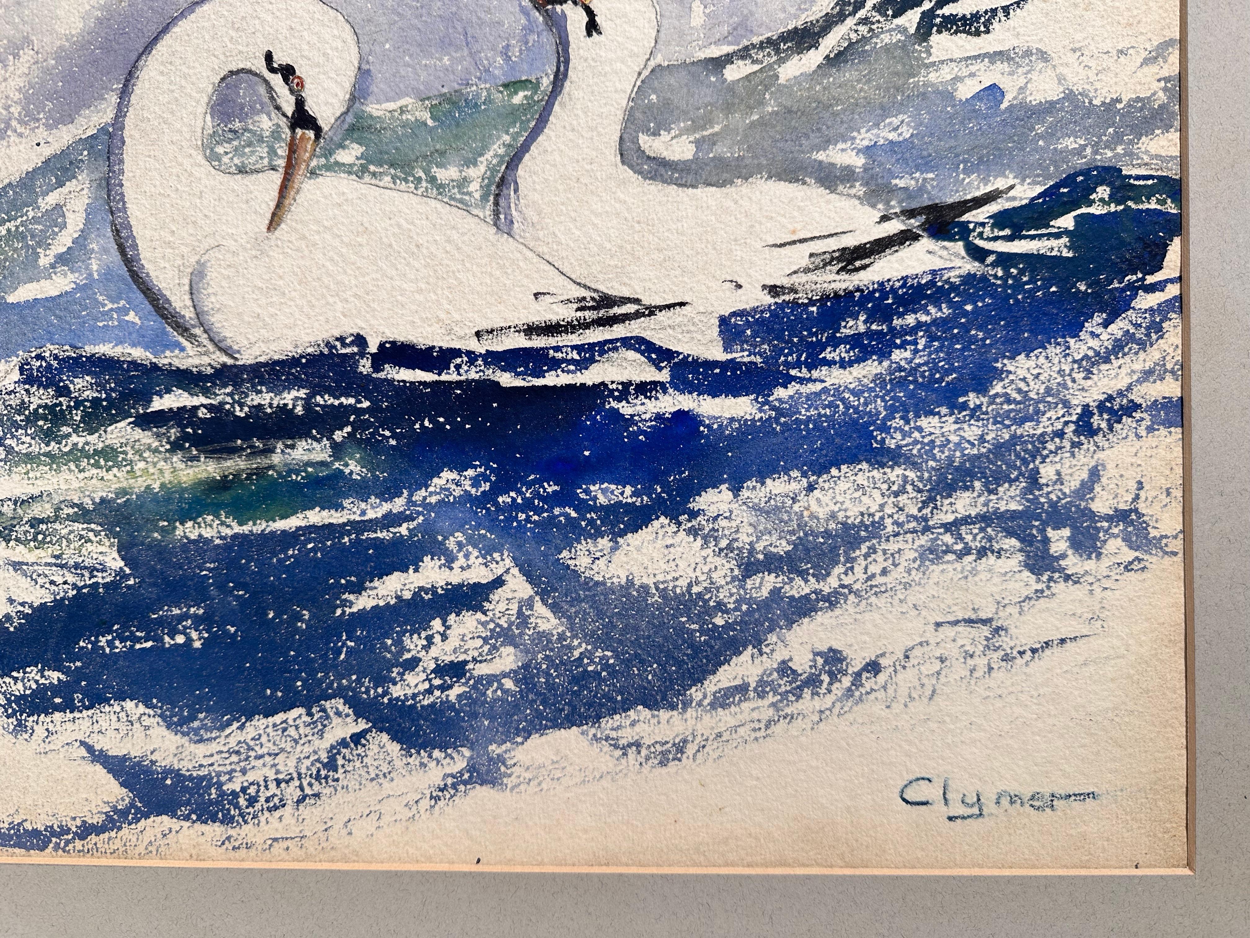 Uccelli marini in surf - Painting di James Floyd Clymer
