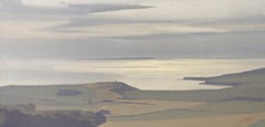 Estuaire du Dorset, paysage à l'huile de l'English School du 20e siècle, monogrammé