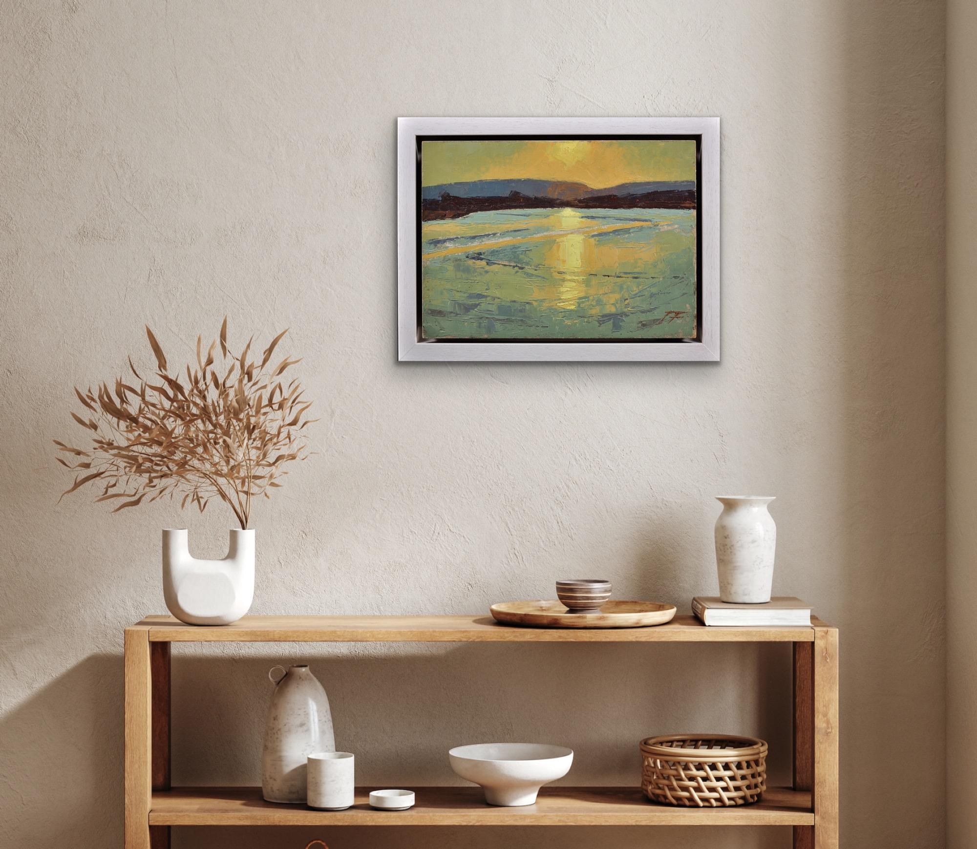Falling Tide In Poole Hafen Landschaft Purbeck Hills Beyond Dorset Impasto Ölgemälde im Angebot 6