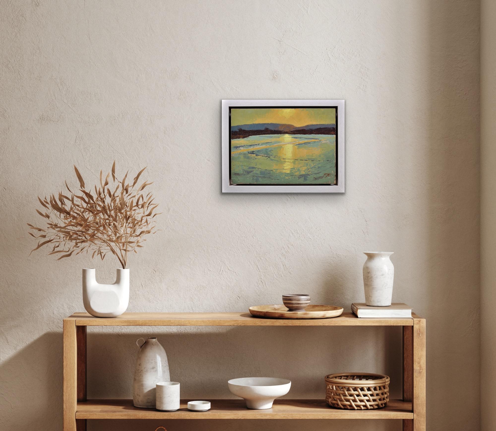 Falling Tide In Poole Hafen Landschaft Purbeck Hills Beyond Dorset Impasto Ölgemälde im Angebot 8