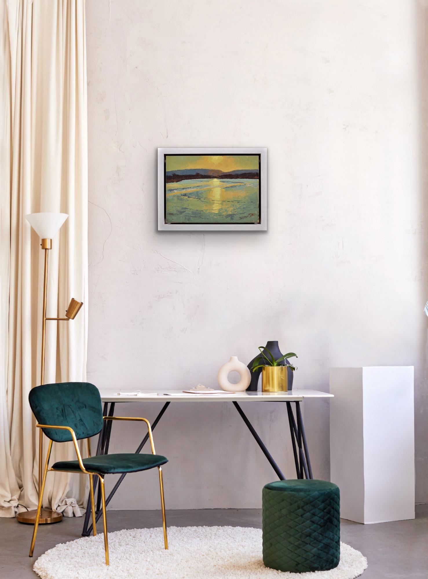 Falling Tide In Poole Hafen Landschaft Purbeck Hills Beyond Dorset Impasto Ölgemälde im Angebot 9