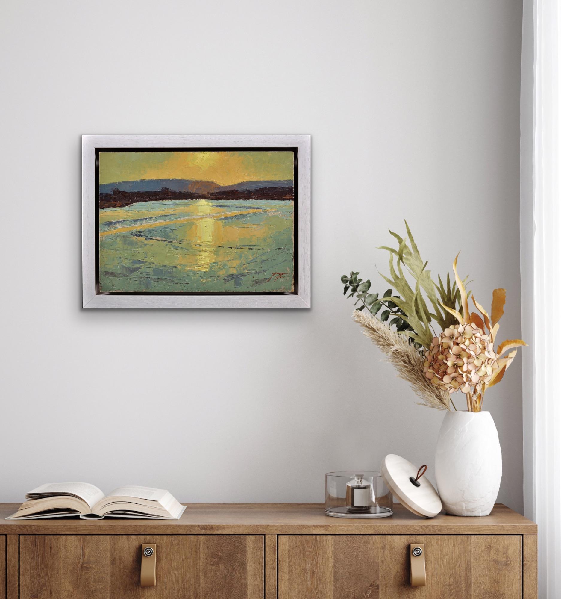 Falling Tide In Poole Hafen Landschaft Purbeck Hills Beyond Dorset Impasto Ölgemälde im Angebot 10