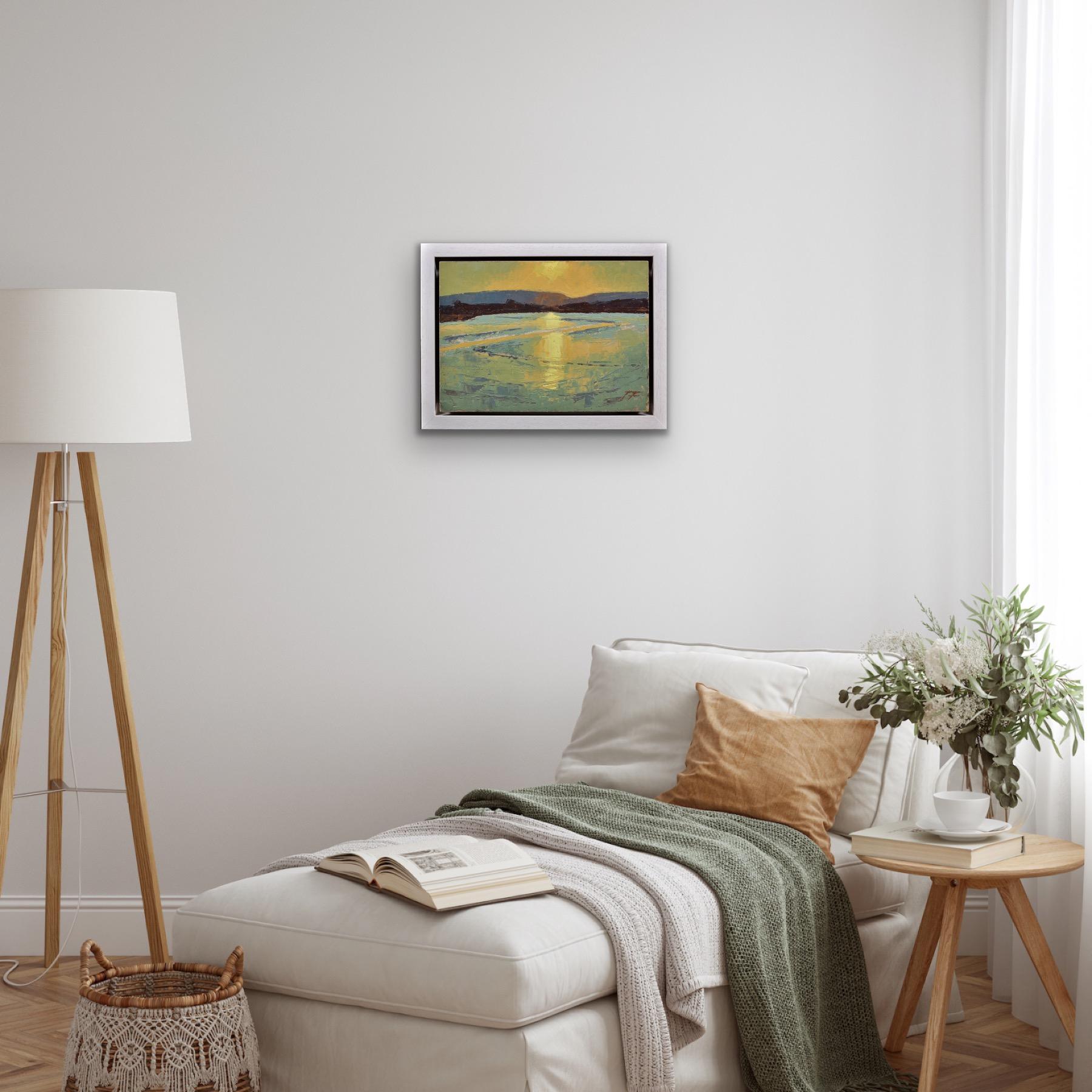 Falling Tide In Poole Hafen Landschaft Purbeck Hills Beyond Dorset Impasto Ölgemälde im Angebot 13