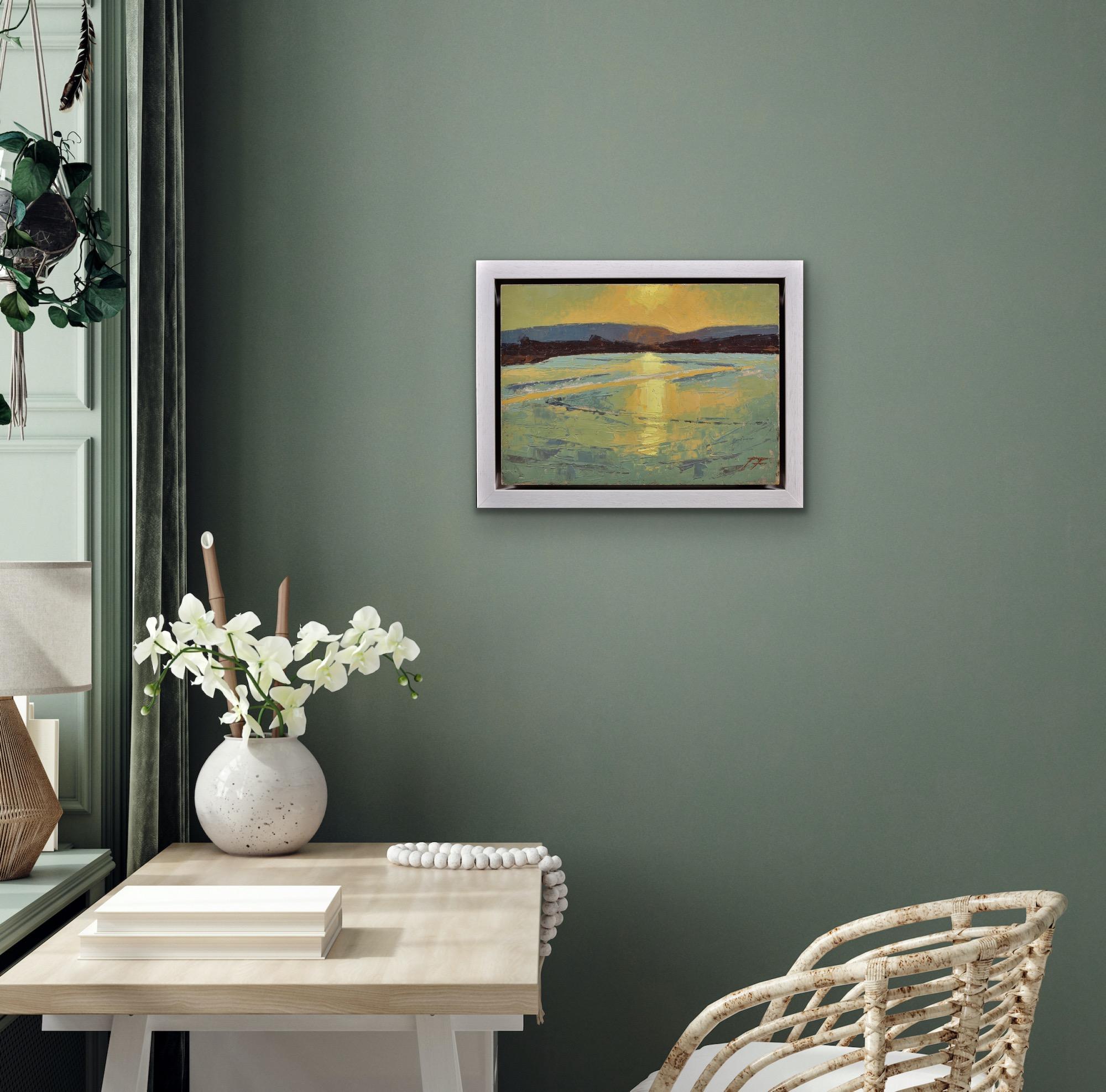 Falling Tide In Poole Hafen Landschaft Purbeck Hills Beyond Dorset Impasto Ölgemälde im Angebot 14