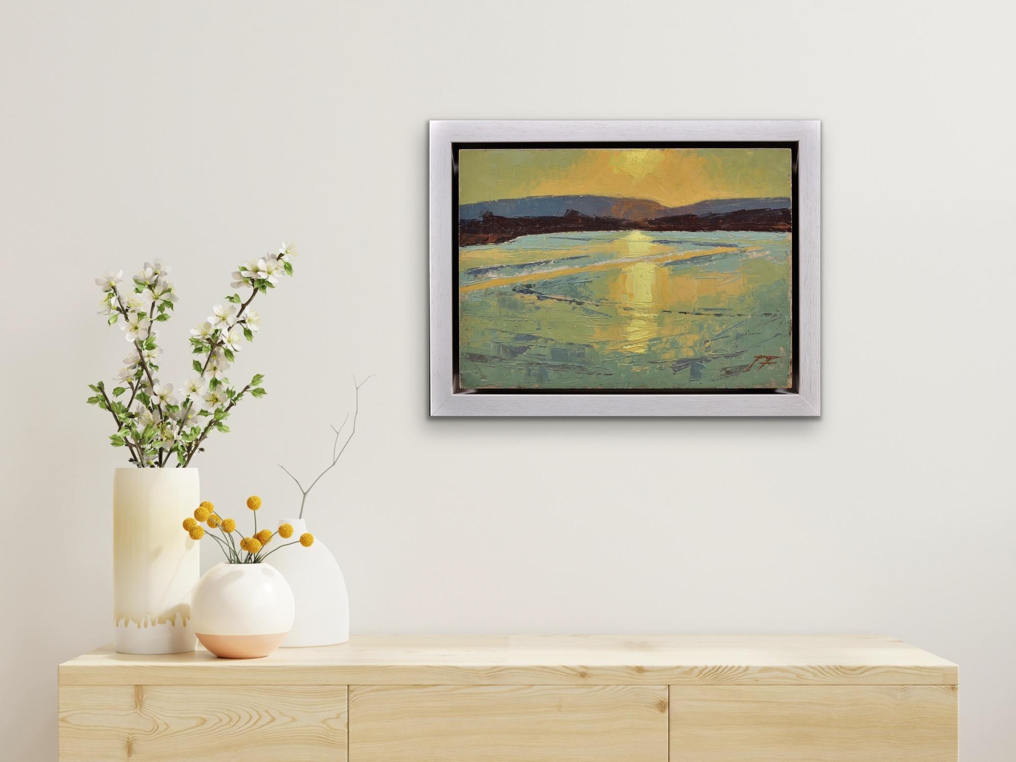 Falling Tide In Poole Hafen Landschaft Purbeck Hills Beyond Dorset Impasto Ölgemälde im Angebot 4