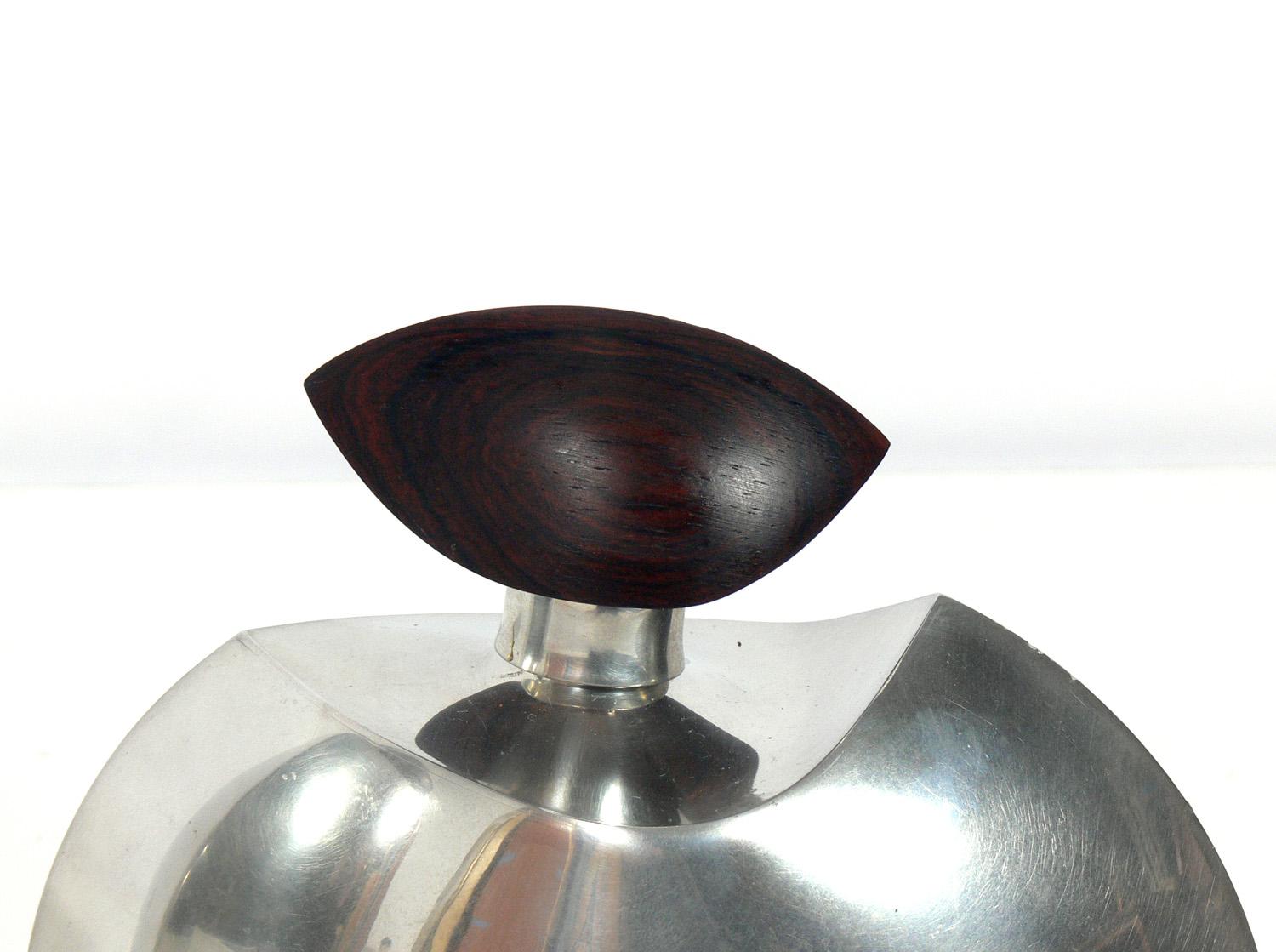 Mid-Century Modern James Gagnon Studio Craft Pewter and Teak Decanter Set