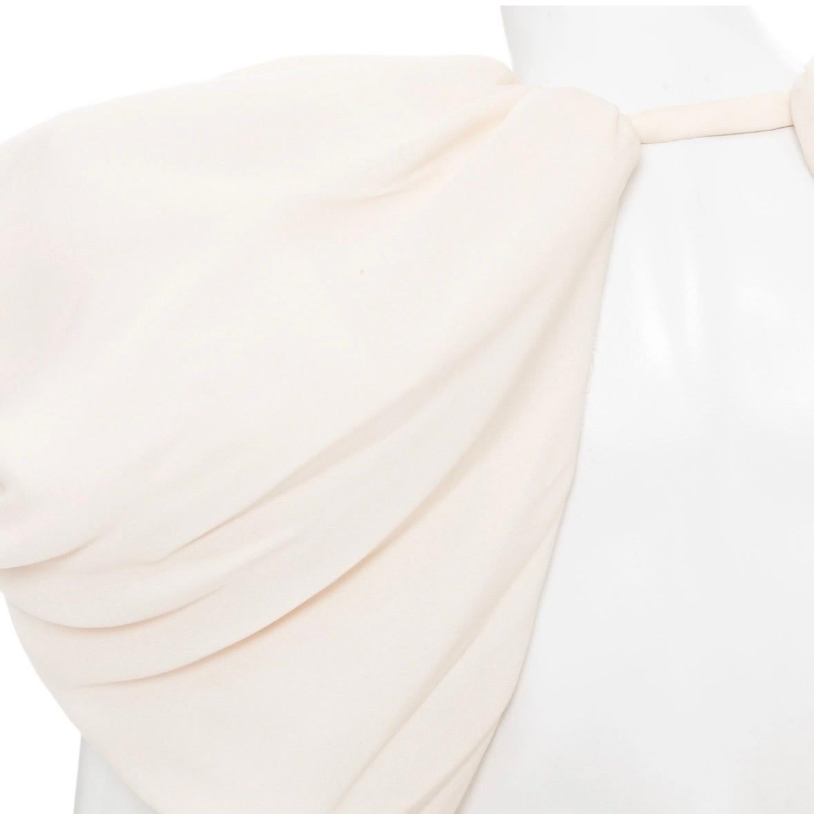 James Galanos 1980er Schwarzes und weißes Puffärmel-Kleid mit offenem Rückenausschnitt und Plissee im Angebot 1