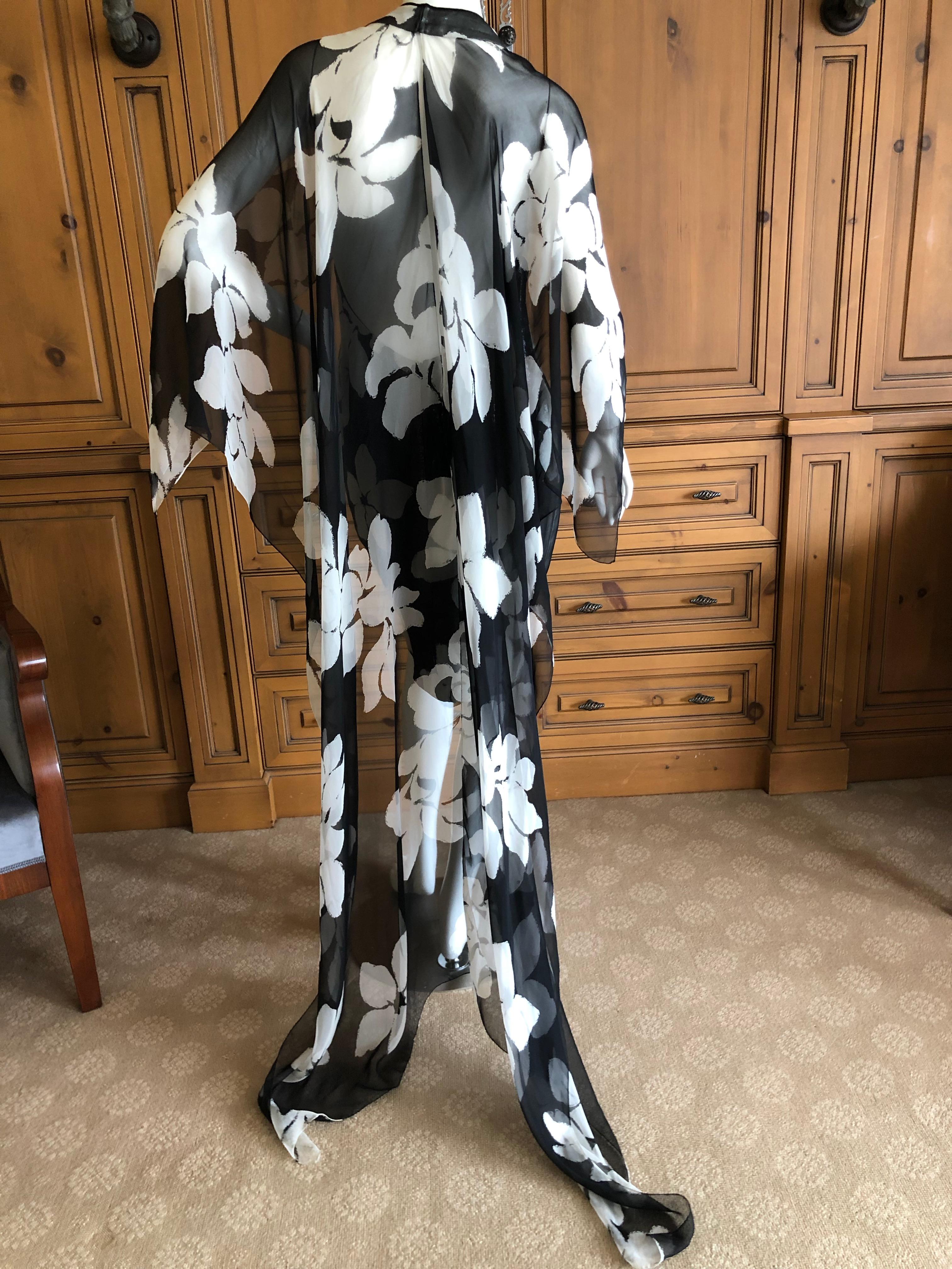James Galanos 1980's Metallic Floral Backless Mini Dress w Twin Trailing Capes For Sale 2