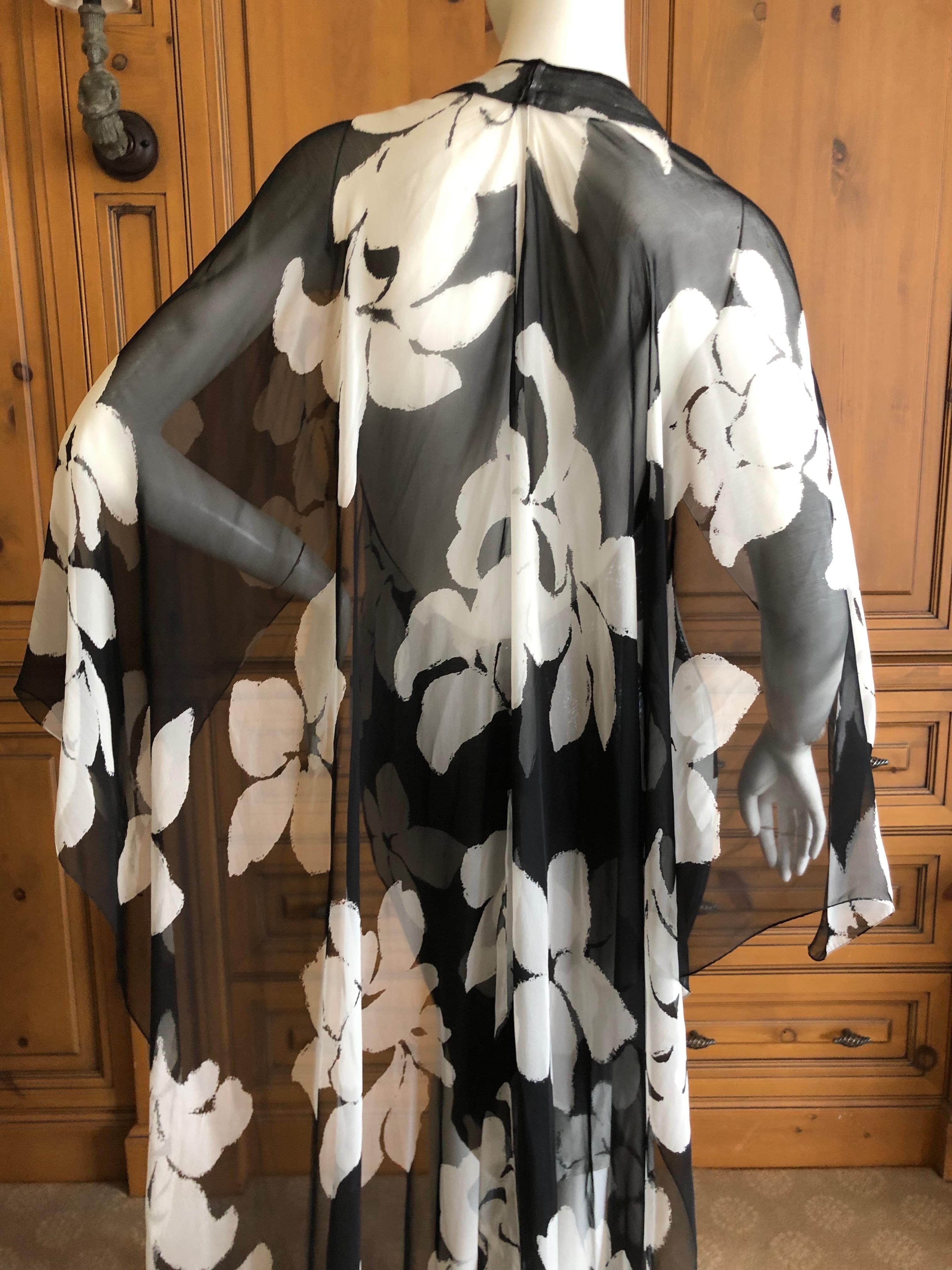 James Galanos 1980's Metallic Floral Backless Mini Dress w Twin Trailing Capes For Sale 4