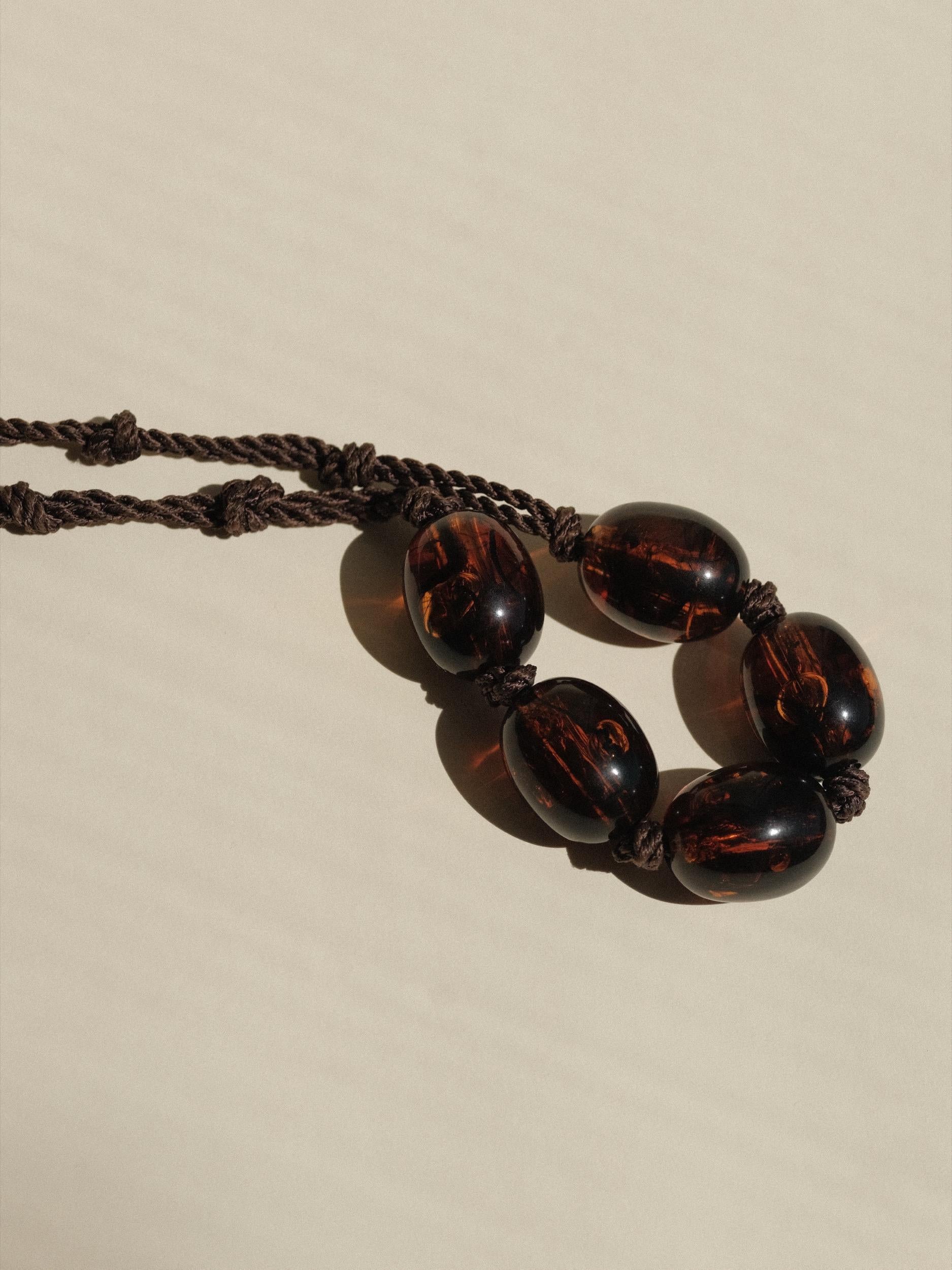 James Galanos Amber Resin Necklace Roger Scemama Knotted Rope 1960's 1970's  For Sale 3