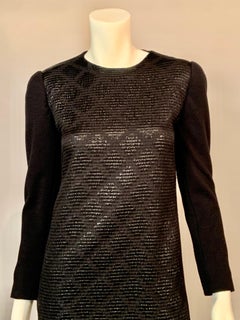 James Galanos Black Dress Metallic Woven Silk Front and Wool Jersey Body