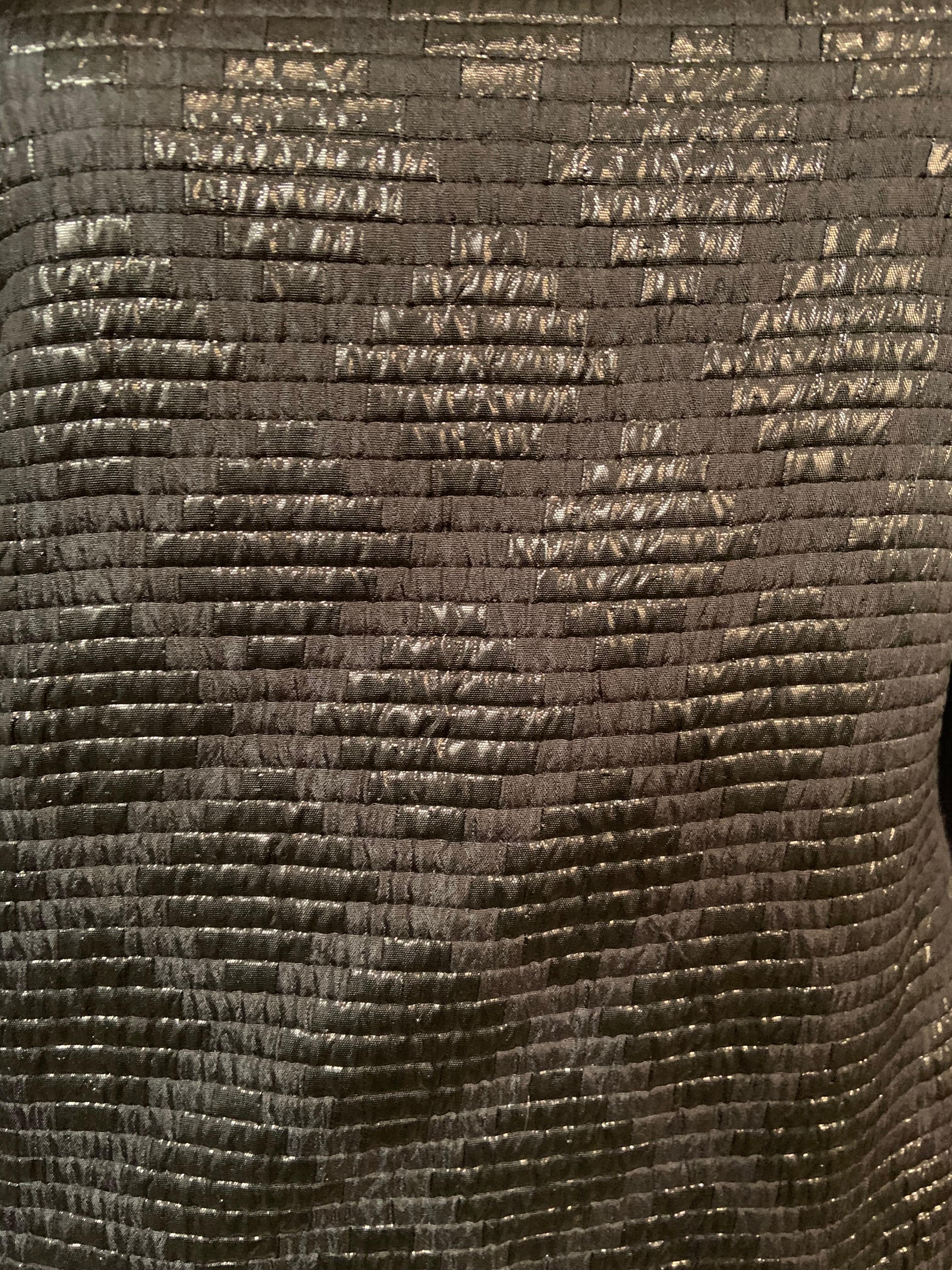 James Galanos - Robe noire métallisée en soie tissée sur le devant et corps en jersey de laine en vente 1