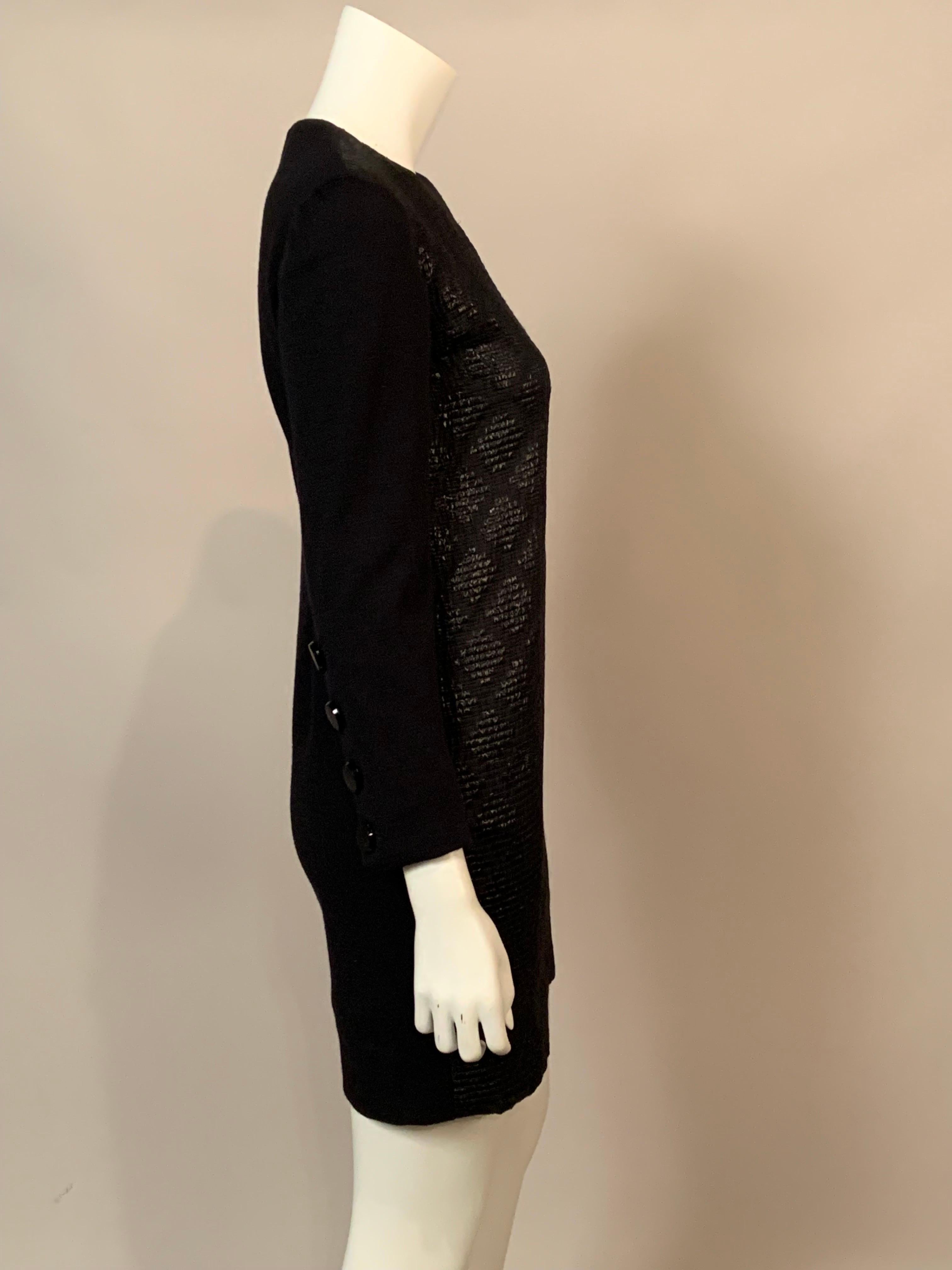 James Galanos - Robe noire métallisée en soie tissée sur le devant et corps en jersey de laine en vente 2
