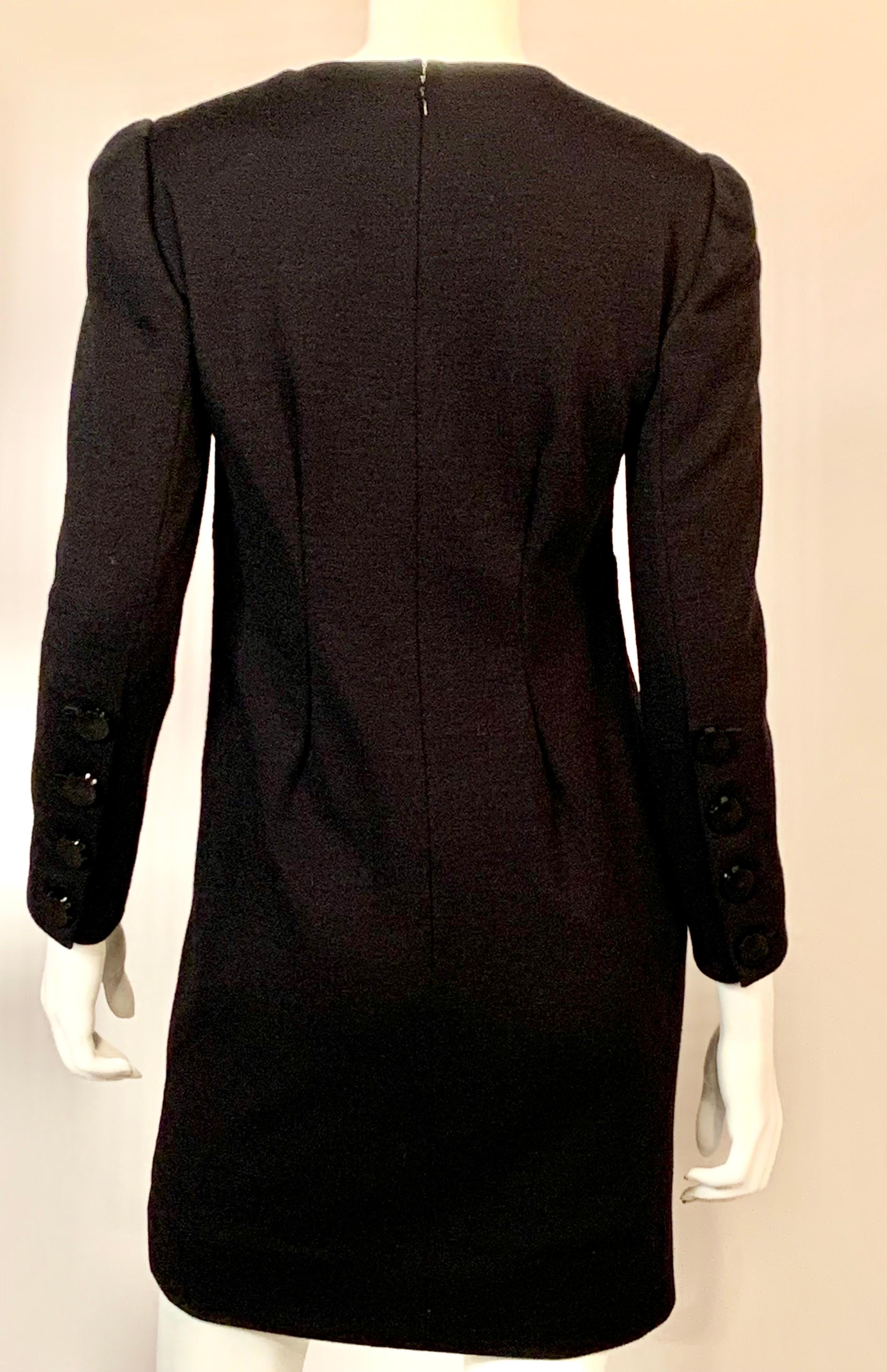 James Galanos - Robe noire métallisée en soie tissée sur le devant et corps en jersey de laine en vente 3