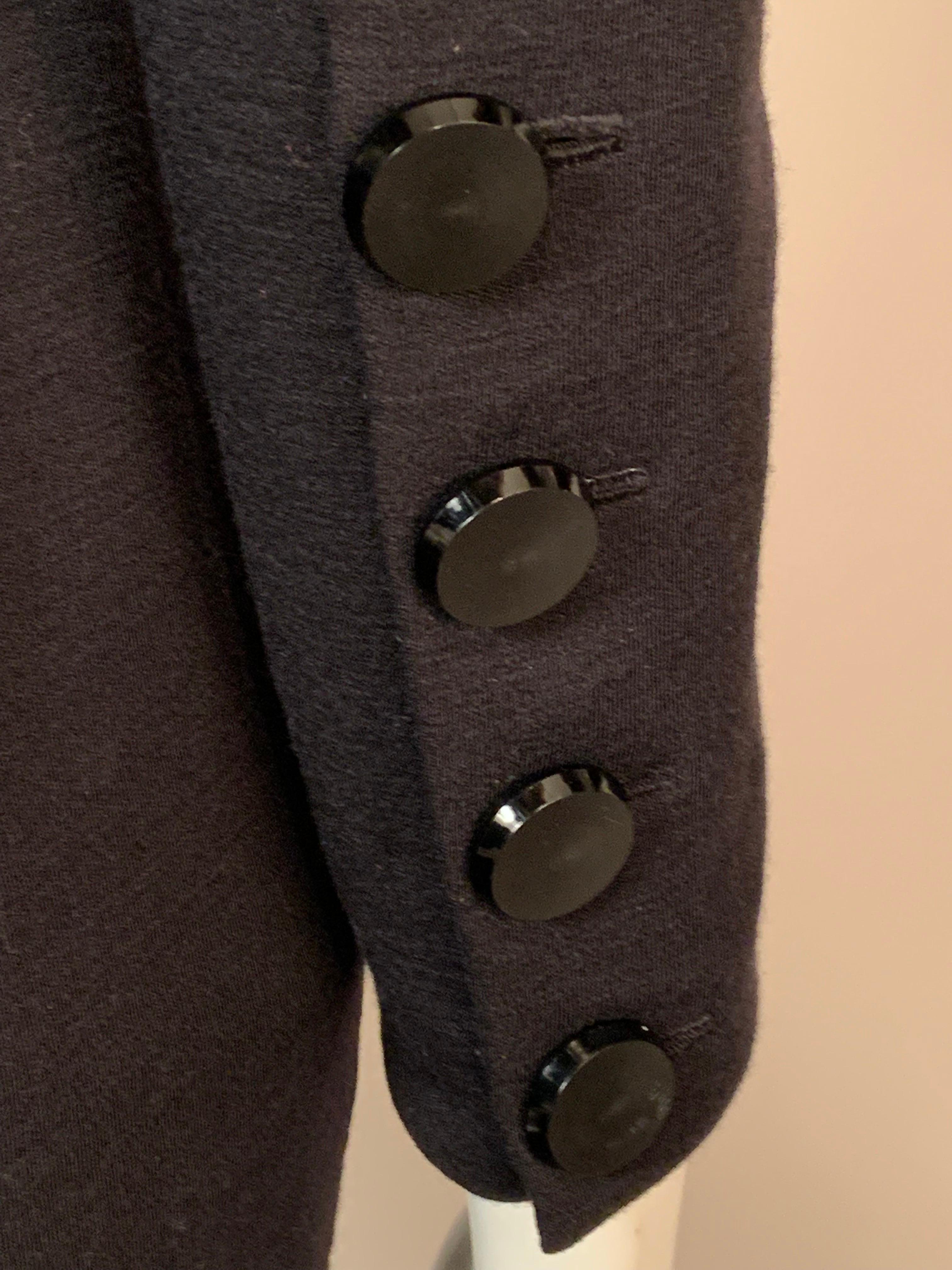 James Galanos - Robe noire métallisée en soie tissée sur le devant et corps en jersey de laine en vente 4