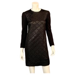 James Galanos Black Dress Metallic Woven Silk Front and Wool Jersey Body