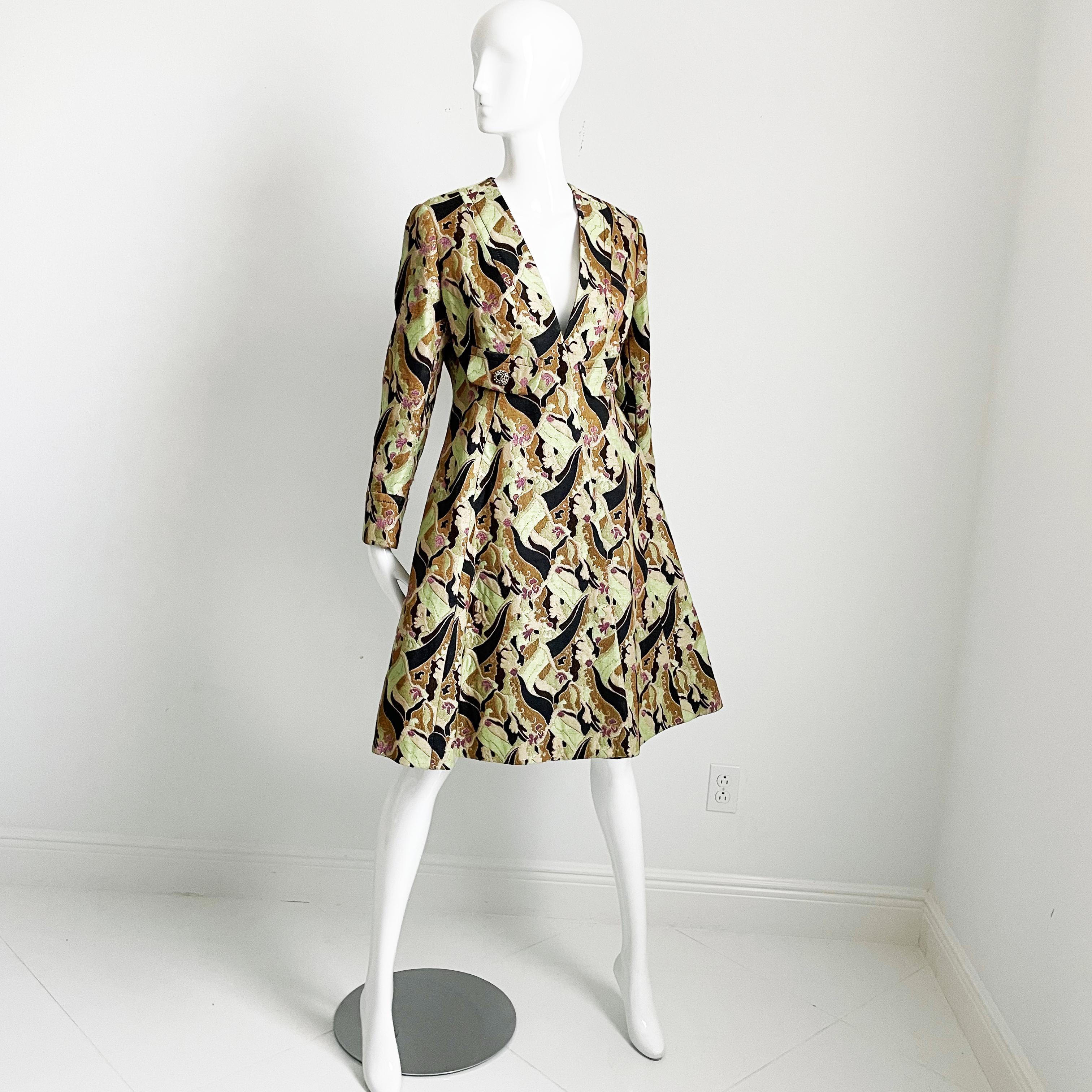 James Galanos Brocade Coat or Dress Amelia Gray Boutique Beverly Hills 1960s For Sale 1