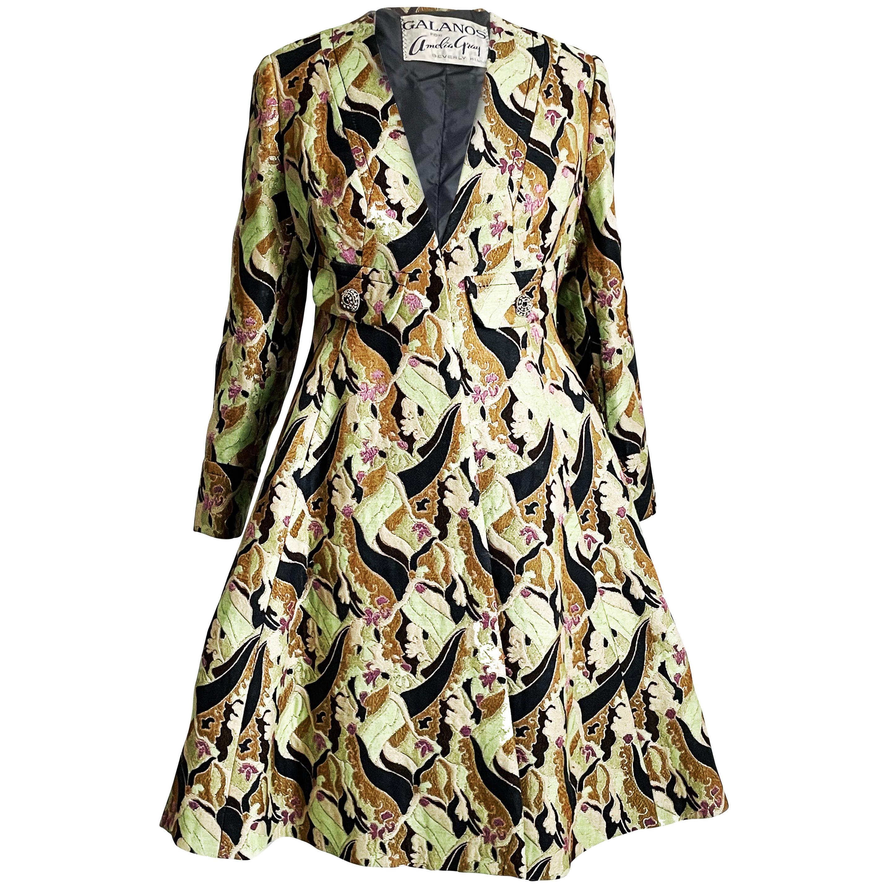 James Galanos - Manteau ou robe en brocart Amelia Gray Boutique Beverly Hills des années 1960 en vente