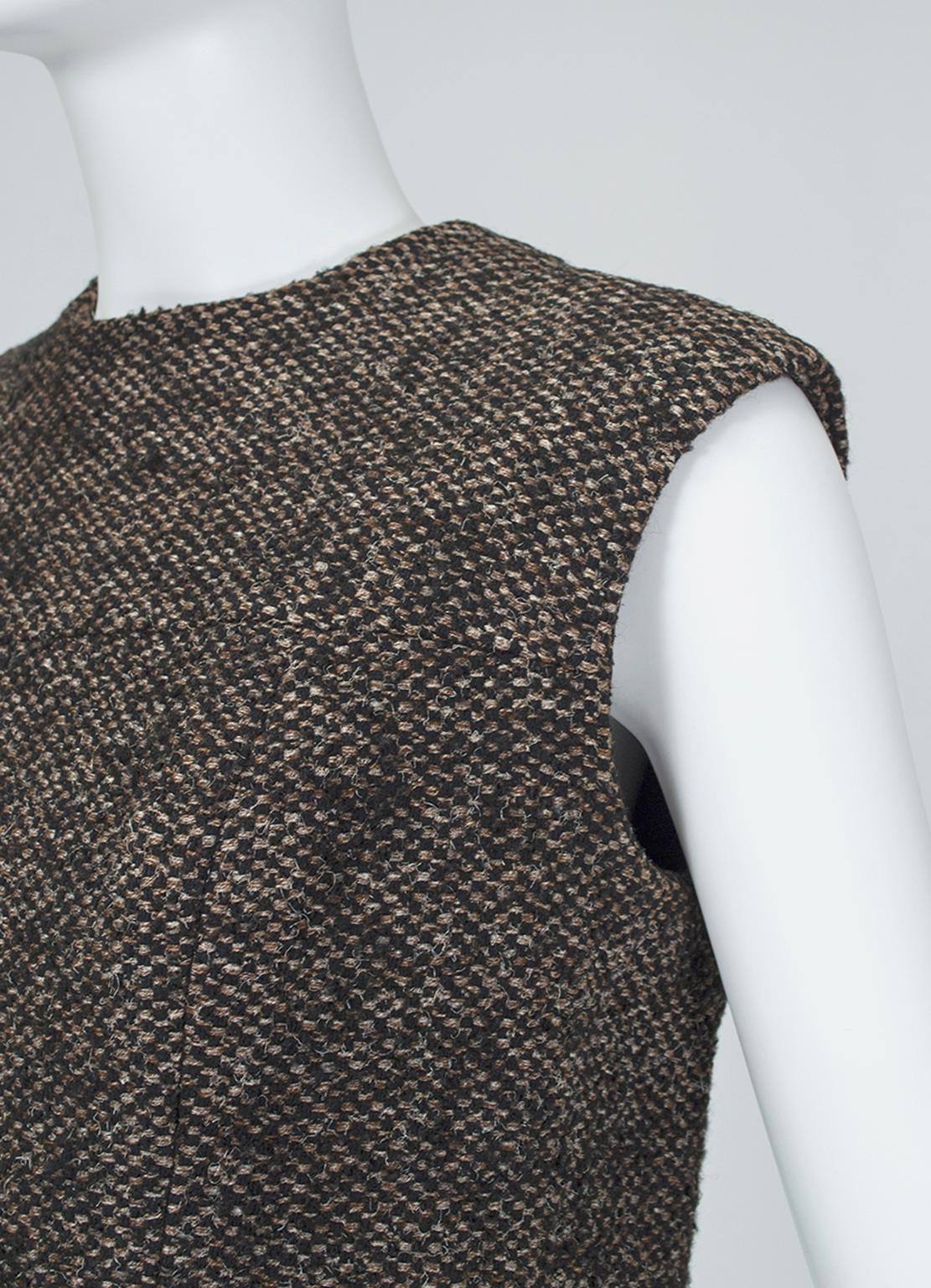 James Galanos Brown Tweed Jacket w Matching Sleeveless Fringe Top - M, 1980s For Sale 2