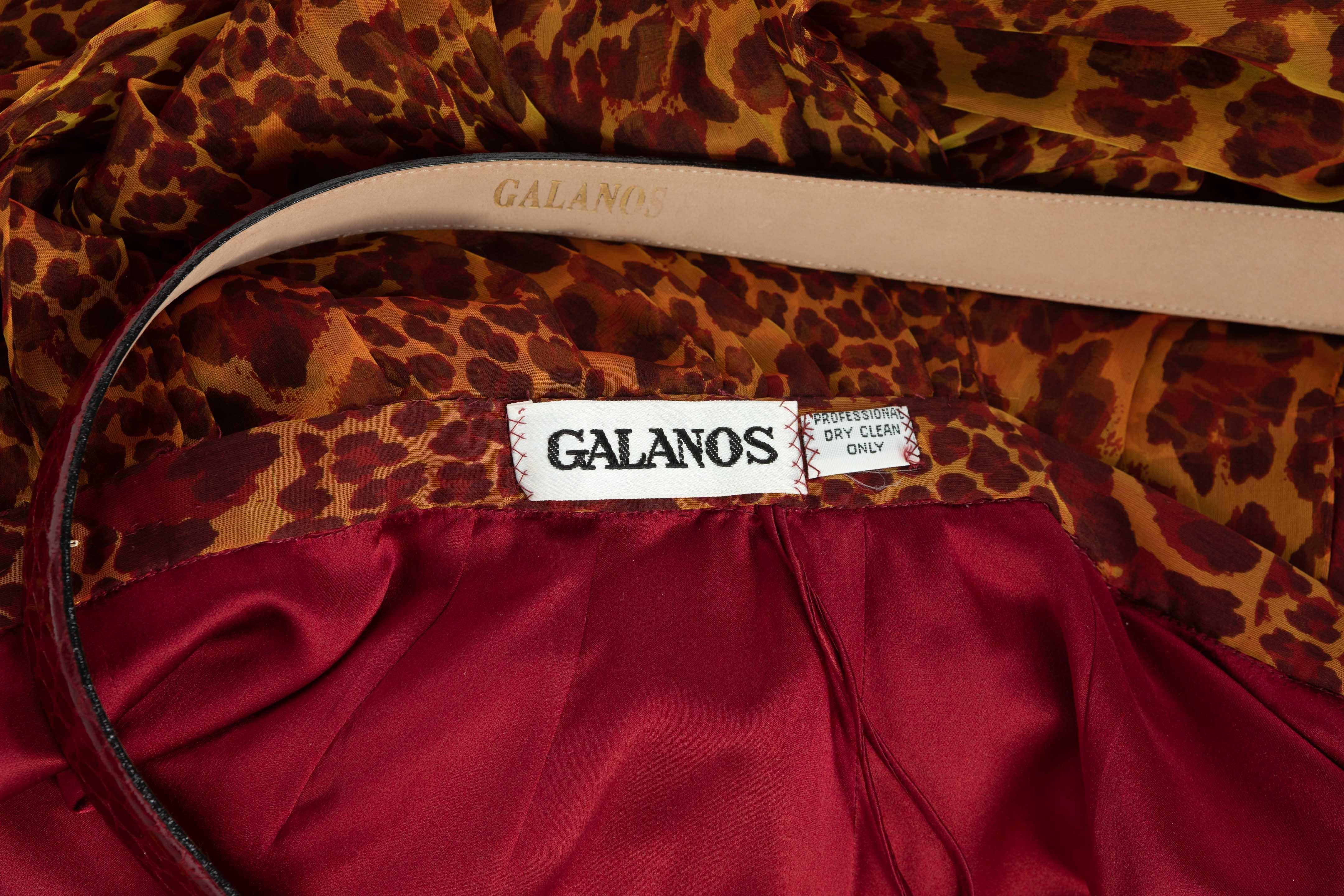 James Galanos Couture Chiffon Cheetah Print Open Back Halter Dress, 1980s 3