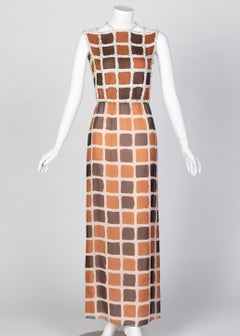 James Galanos Couture Chiffon Dress with Sequins Lattice Straps, 1980s