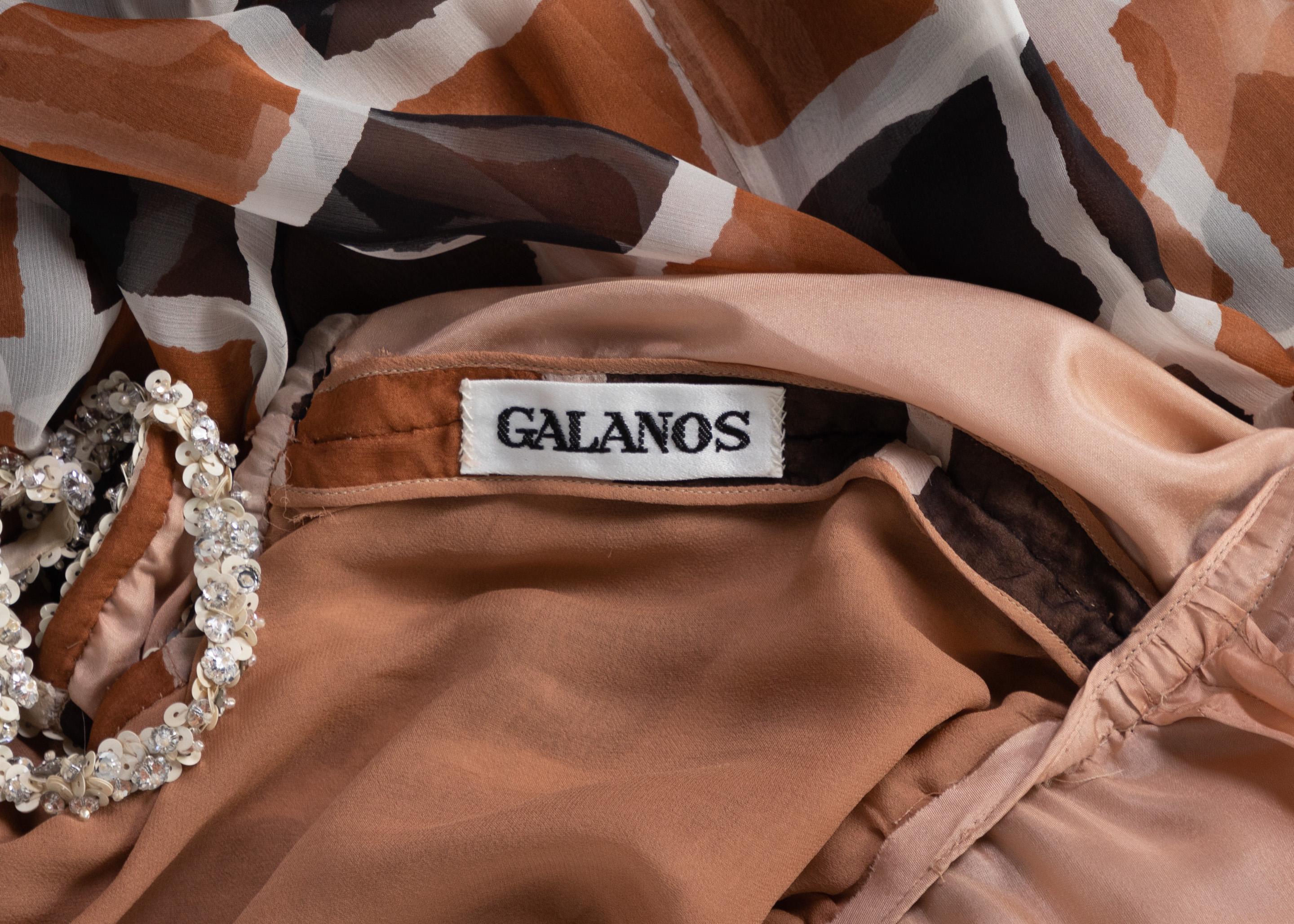 James Galanos Couture Chiffon Dress with Sequins Lattice Straps, 1980s 3