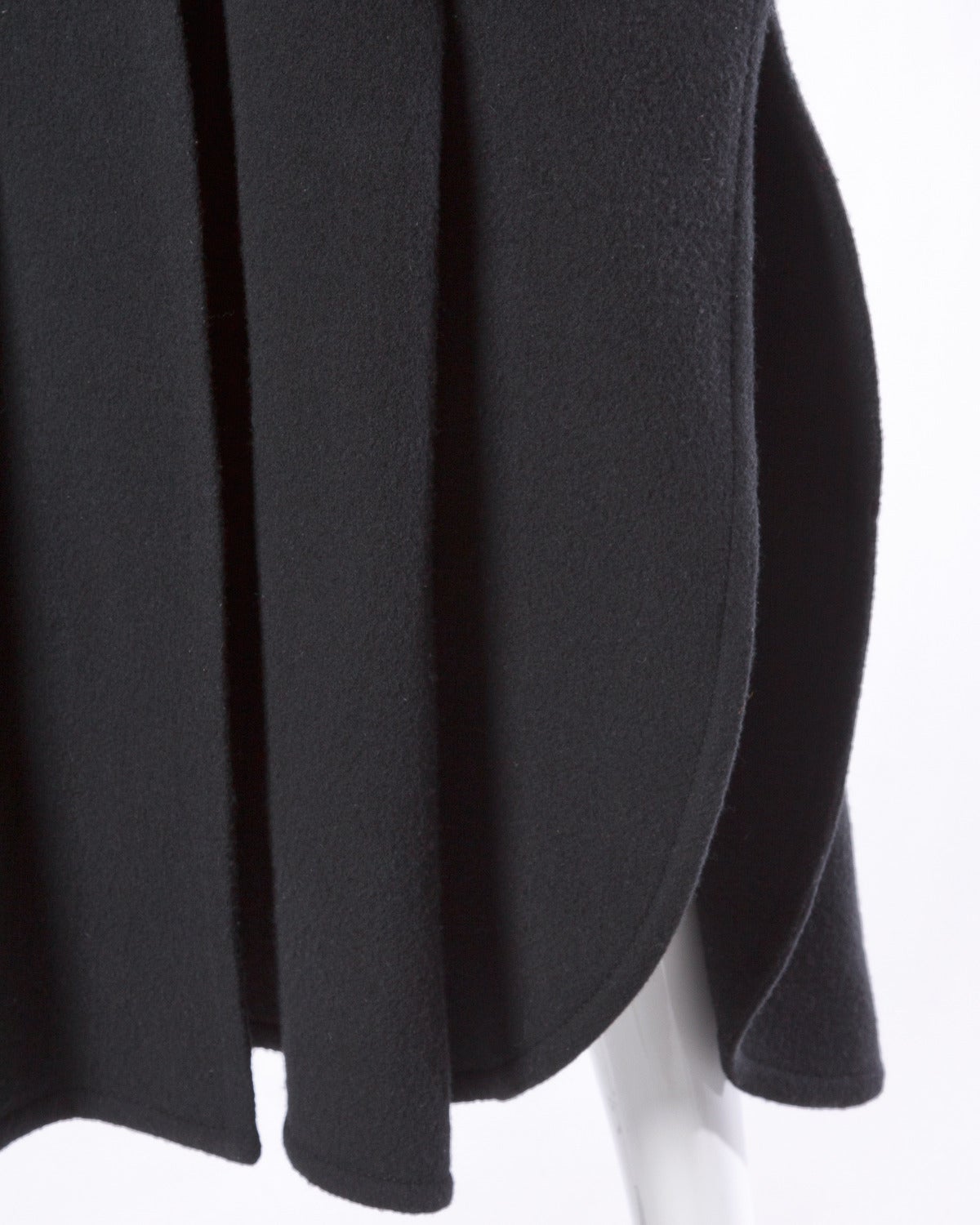 James Galanos for Neiman Marcus Unusual Black Wool/ Cashmere Vintage Coat For Sale 3
