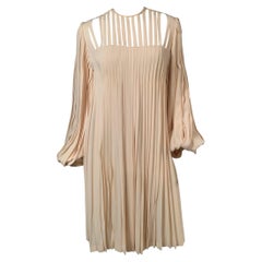 James Galanos Elfenbeinfarbenes Abendkleid aus Seidenkrepp mit Plissee