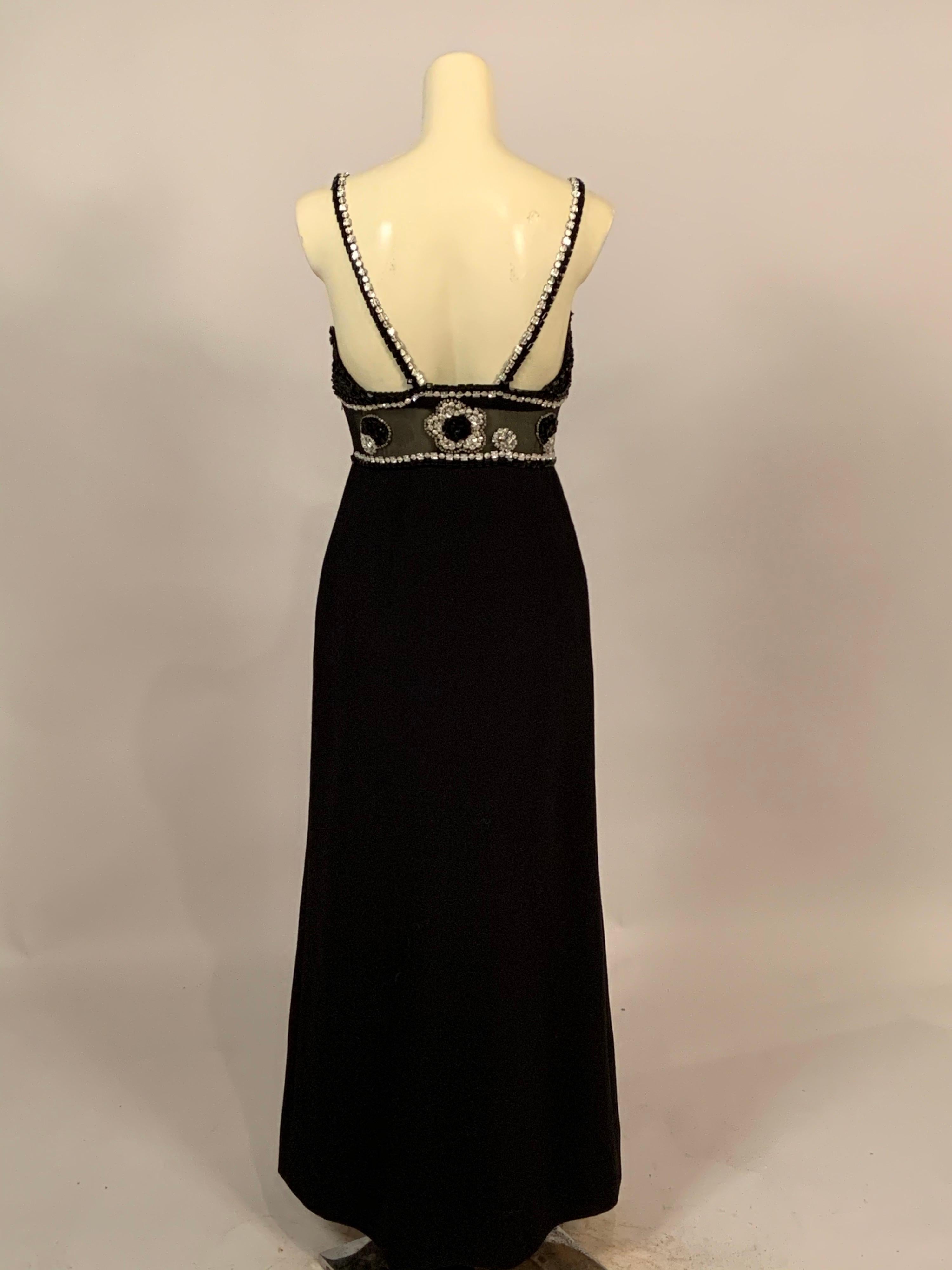 James Galanos Jewel Encrusted Evening Gown with Sheer Beaded Silk Panel 1970's 5