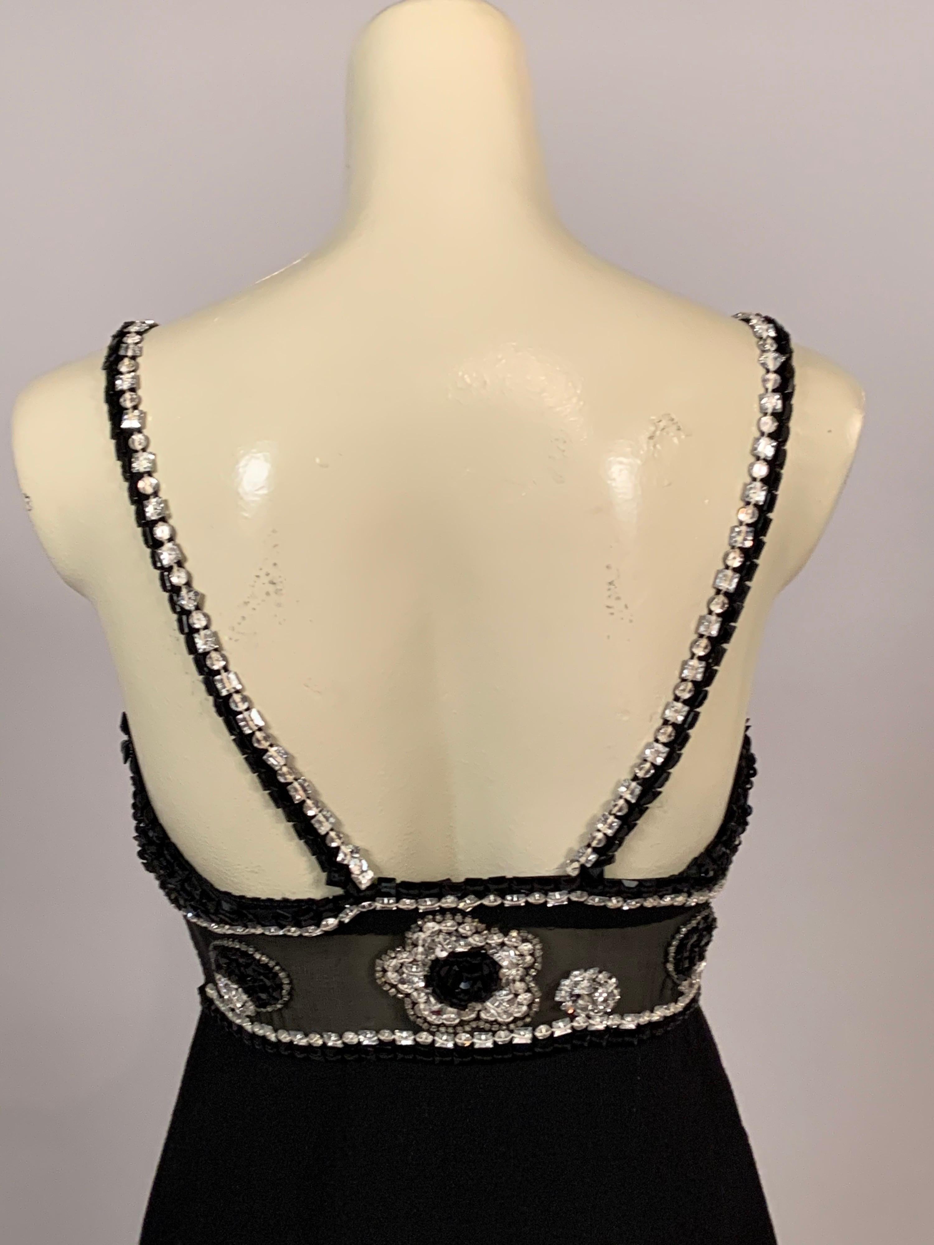 James Galanos Jewel Encrusted Evening Gown with Sheer Beaded Silk Panel 1970's 6