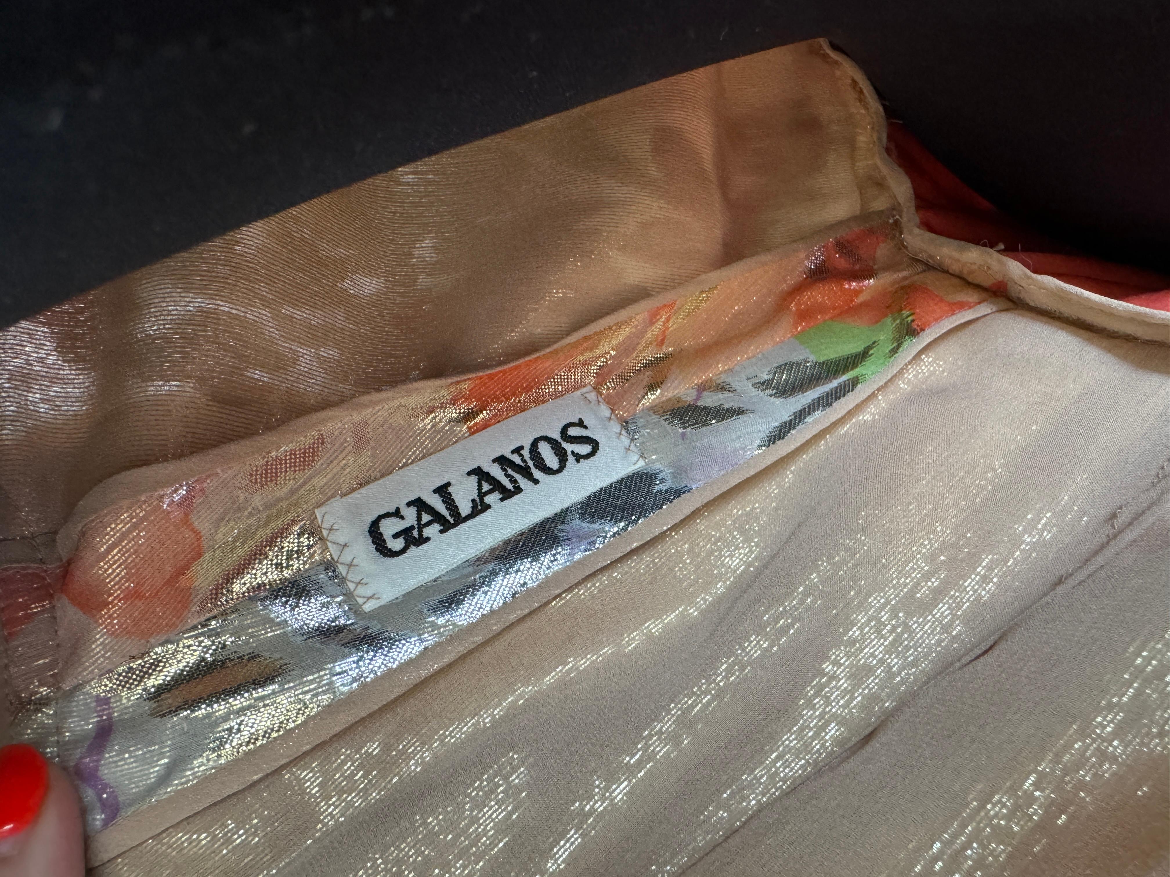 James Galanos Silk Metallic Floral Dress, 1960s For Sale 8